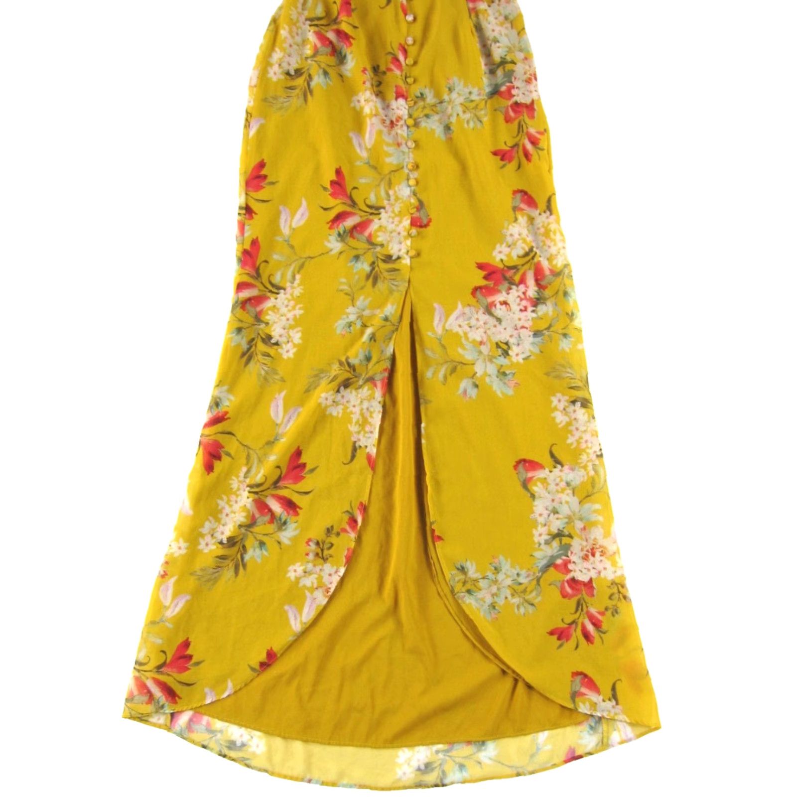 Vintage Hope & Ivy Sun Dress Maxi Floral Open Back Long Yellow 10 Women's Dress 10 Size L / US 10 / IT 46 - 6 Thumbnail