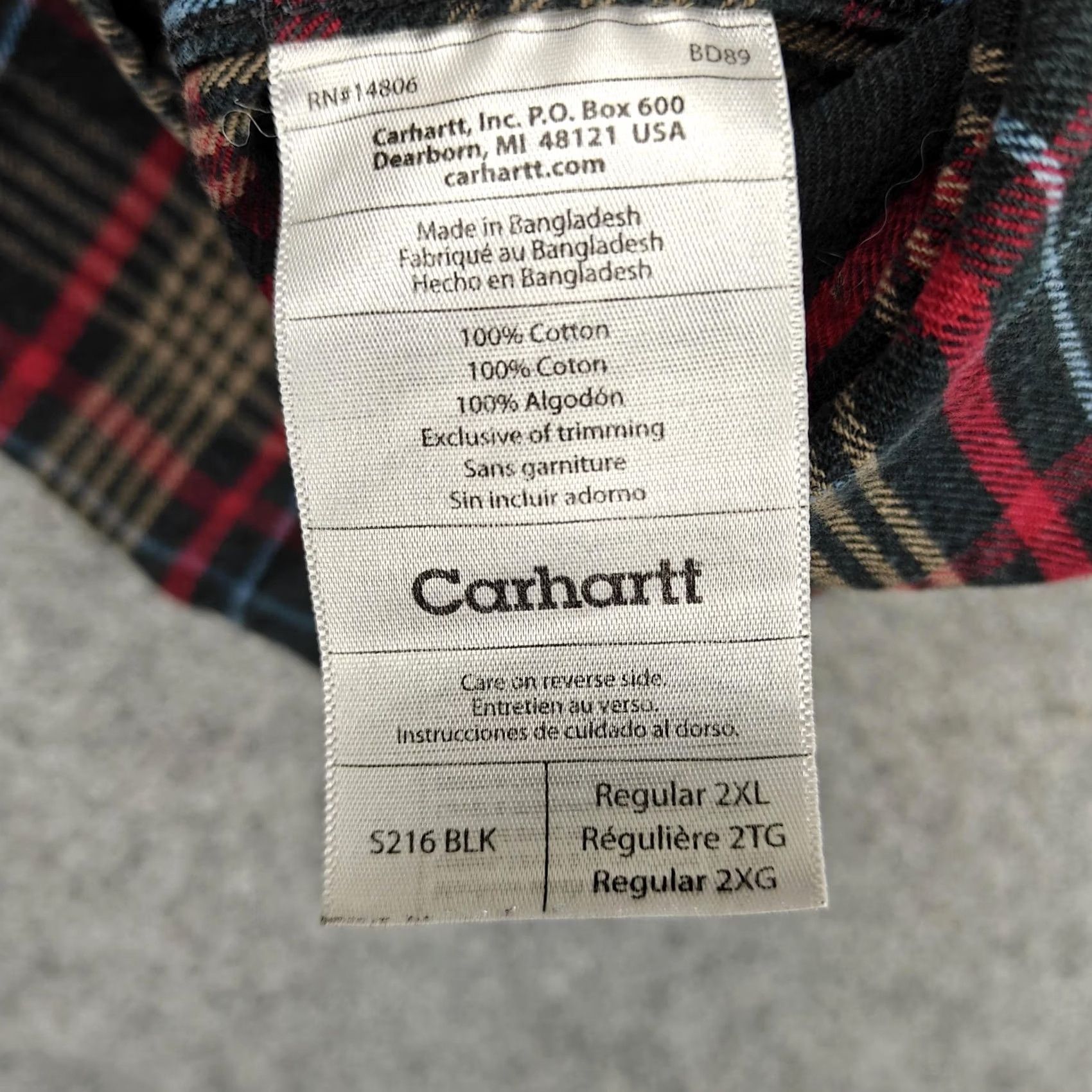 Carhartt VINTAGE Carhartt Shirt Mens 2XL Black Plaid Cotton Long Sleeve Button Up Size US XXL / EU 58 / 5 - 4 Thumbnail