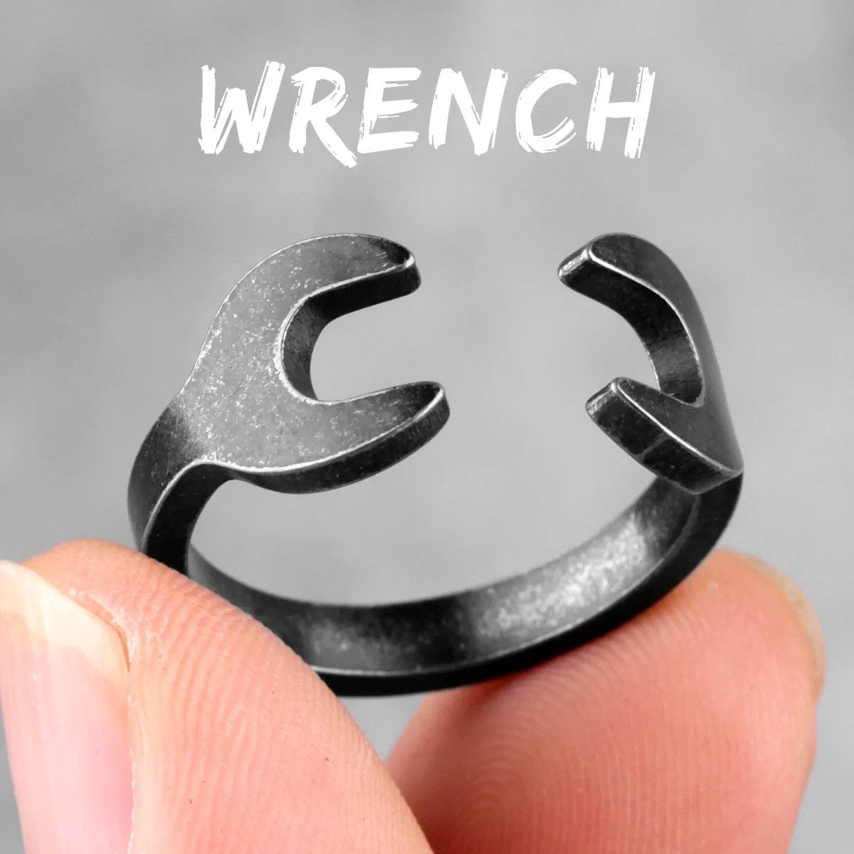 Jewelry Retro Black Wrench Ring Streetwear Jewelry Fashion Gift Size ONE SIZE - 1 Thumbnail