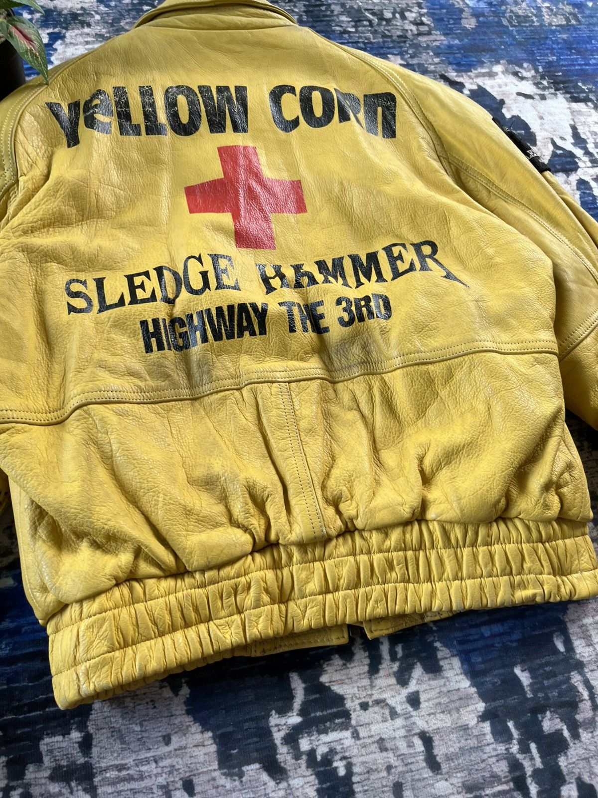 YELLOW CORN 💥STEALS💥Vintage Yellow Corn Sledge Hammer Leather Jacket 90s Size US M / EU 48-50 / 2 - 14 Thumbnail