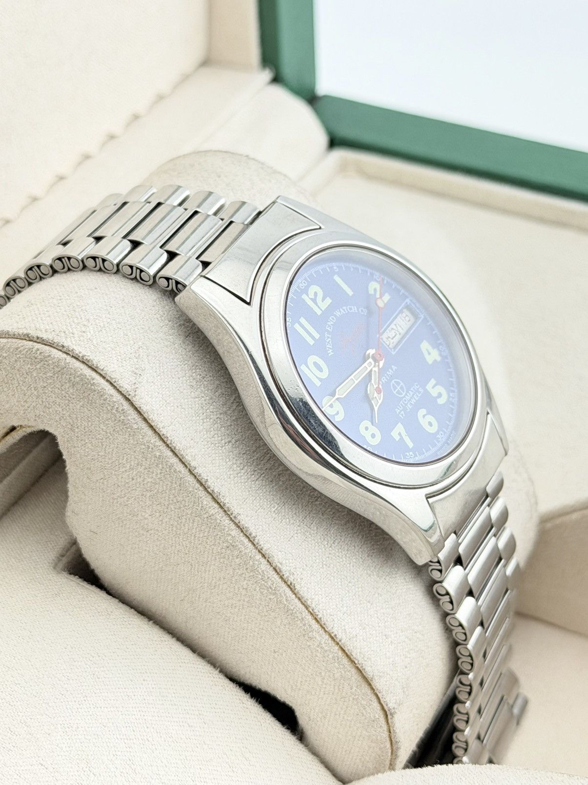 West End Watch Co. West End Sowar Prima Vintage Automatic Blue Dial Watch Size 36 - 3 Thumbnail