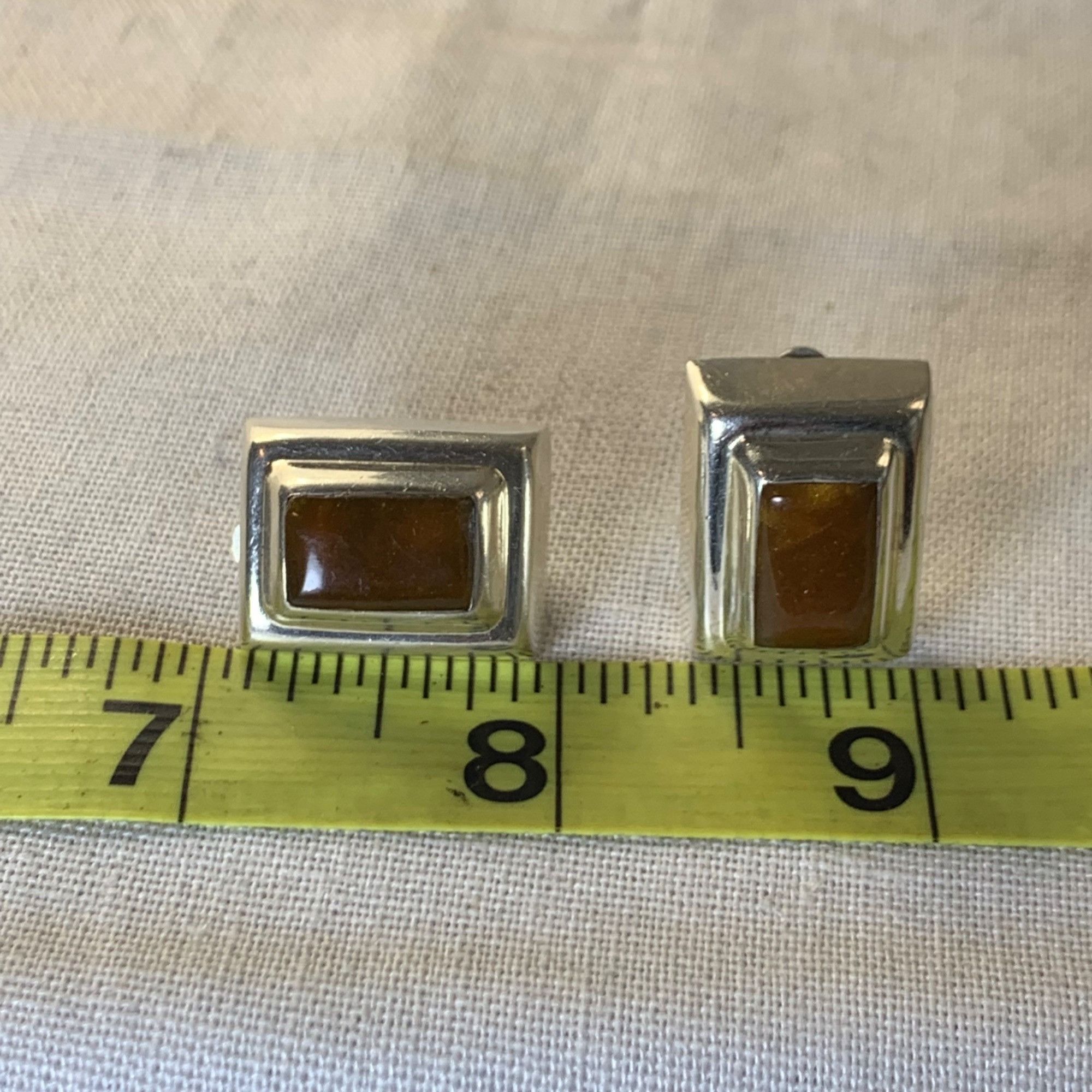 Other Vintage Sterling Silver 925 Brown Jasper Rectangle Shaped Cl Size ONE SIZE - 7 Thumbnail