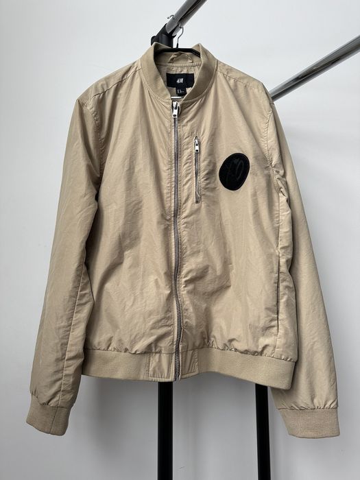 H&M The Weeknd XO x H&M Big Logo Beige Bomber Jacket Grailed