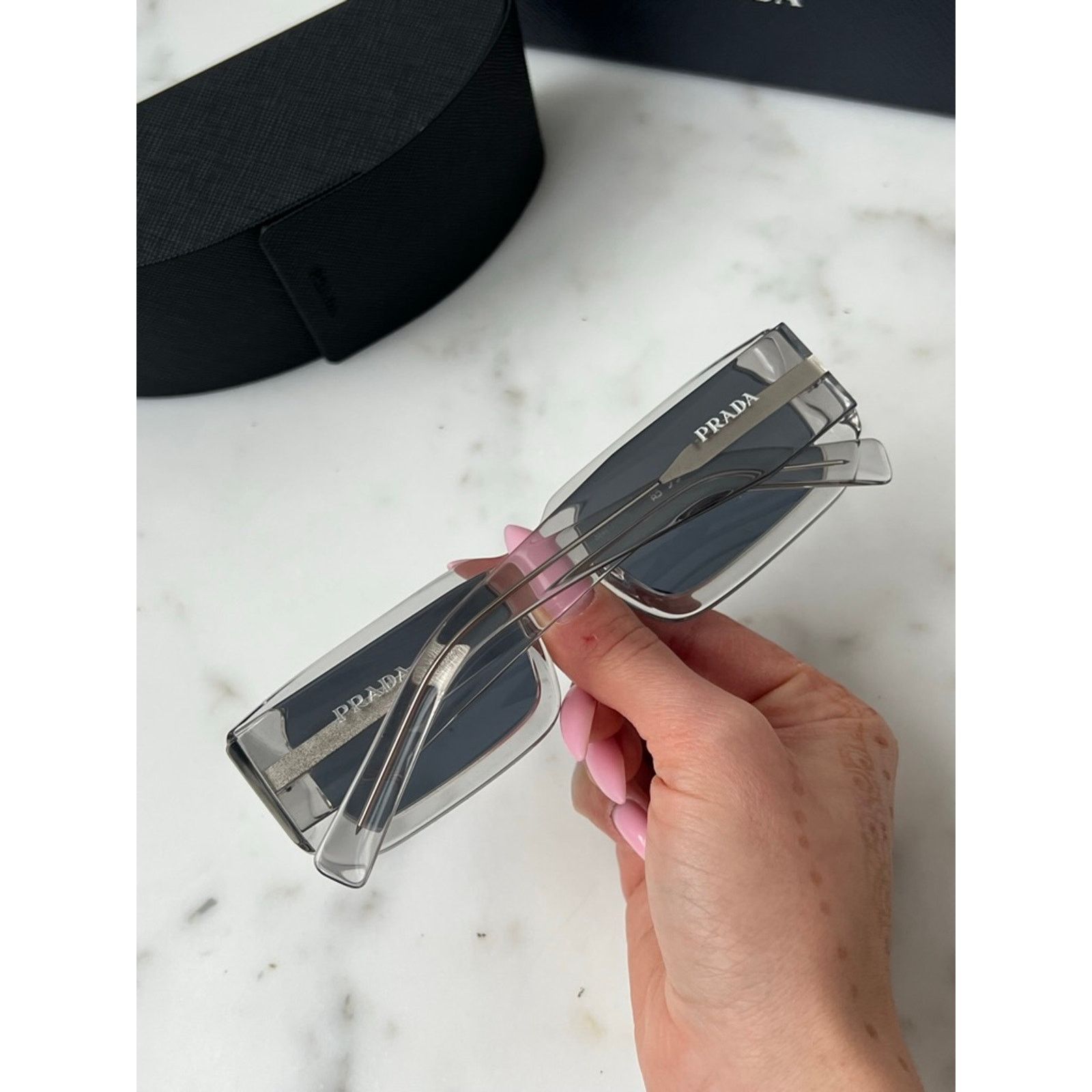 Prada NEW Prada PR06YS Sunglasses in Transparent Grey Size ONE SIZE - 3 Thumbnail
