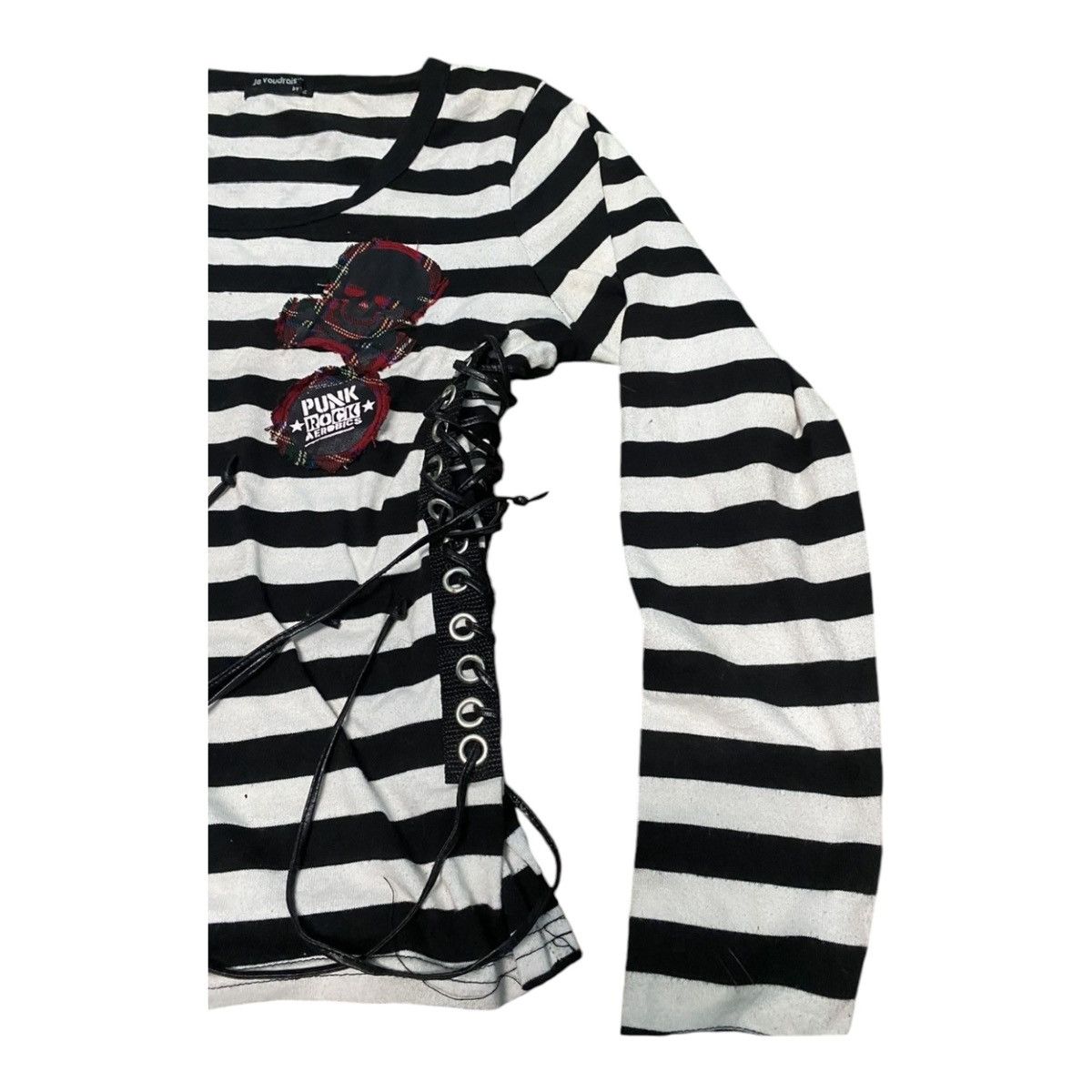 If Six Was Nine RARE GOTHIC PUNK PRISONER STRIPE BONDAGE SHIRT Size M / US 6-8 / IT 42-44 - 5 Thumbnail