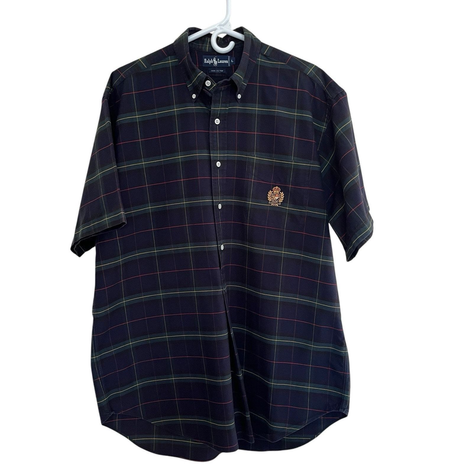 Ralph Lauren Ralph Lauren | Large Blue Green Tartan Plaid Crest Shirt 90s Size US L / EU 52-54 / 3 - 2 Thumbnail