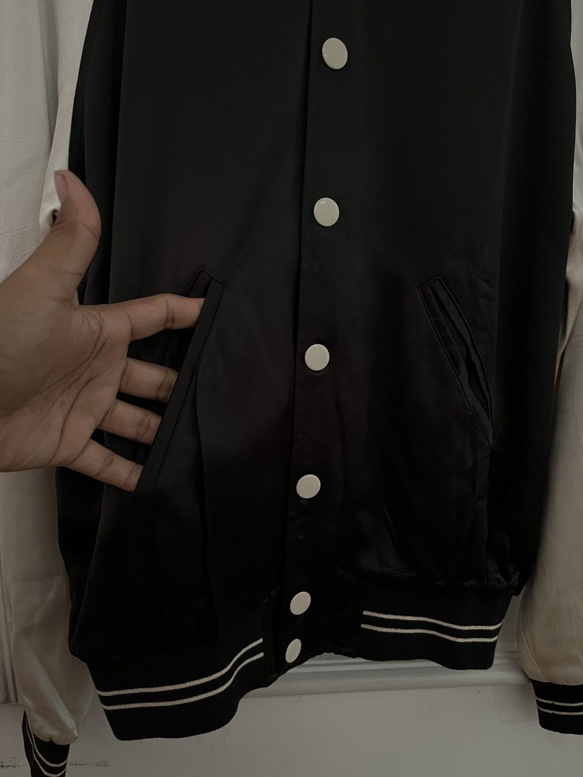 Celine Celine Studded Logo Satin Varsity Jacket Hedi Slimane Era Size US S / EU 44-46 / 1 - 7 Thumbnail