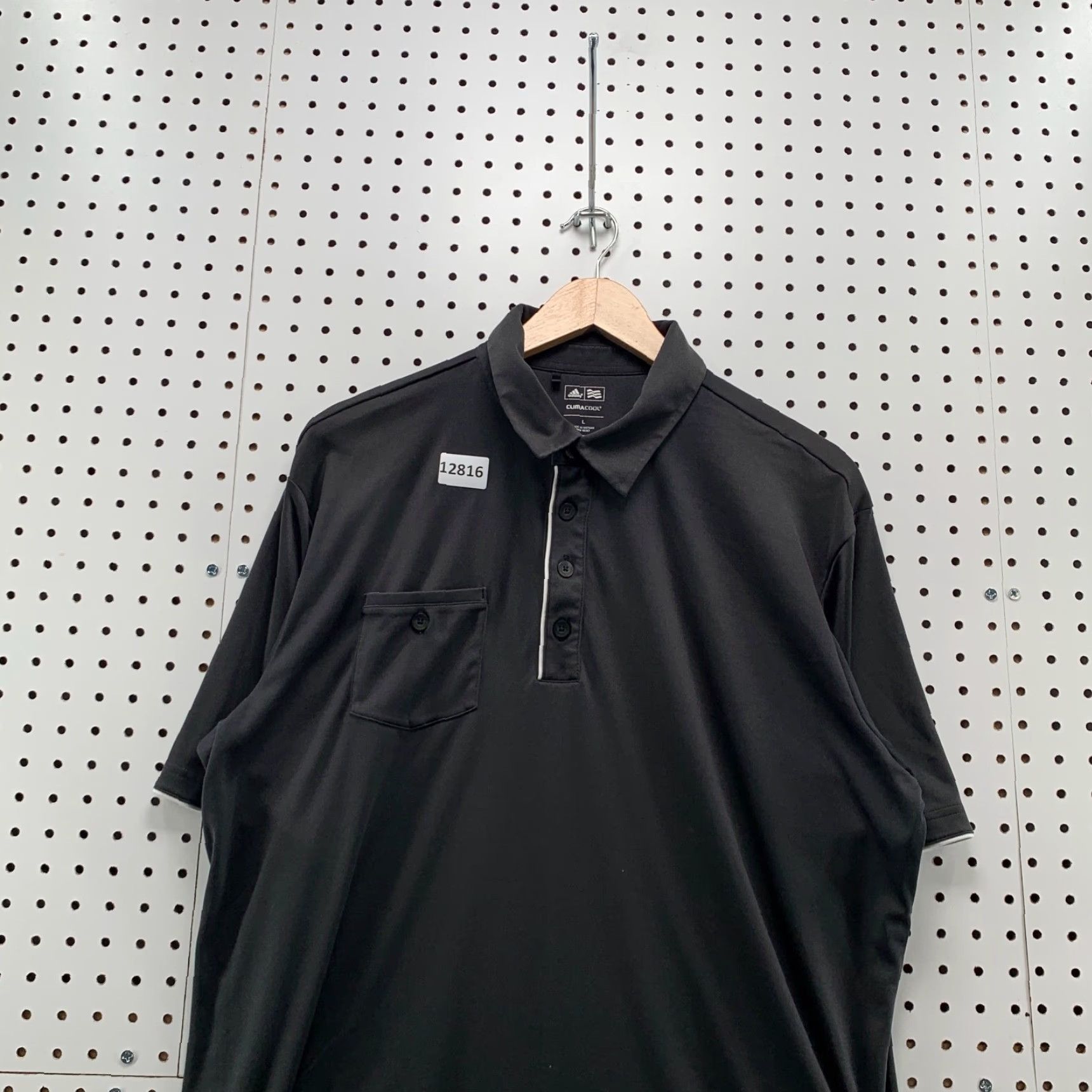 Adidas Adidas Golf Shirt Polo Climacool Mens Large Black Pocket Button Short Sleeve Size US L / EU 52-54 / 3 - 6 Thumbnail