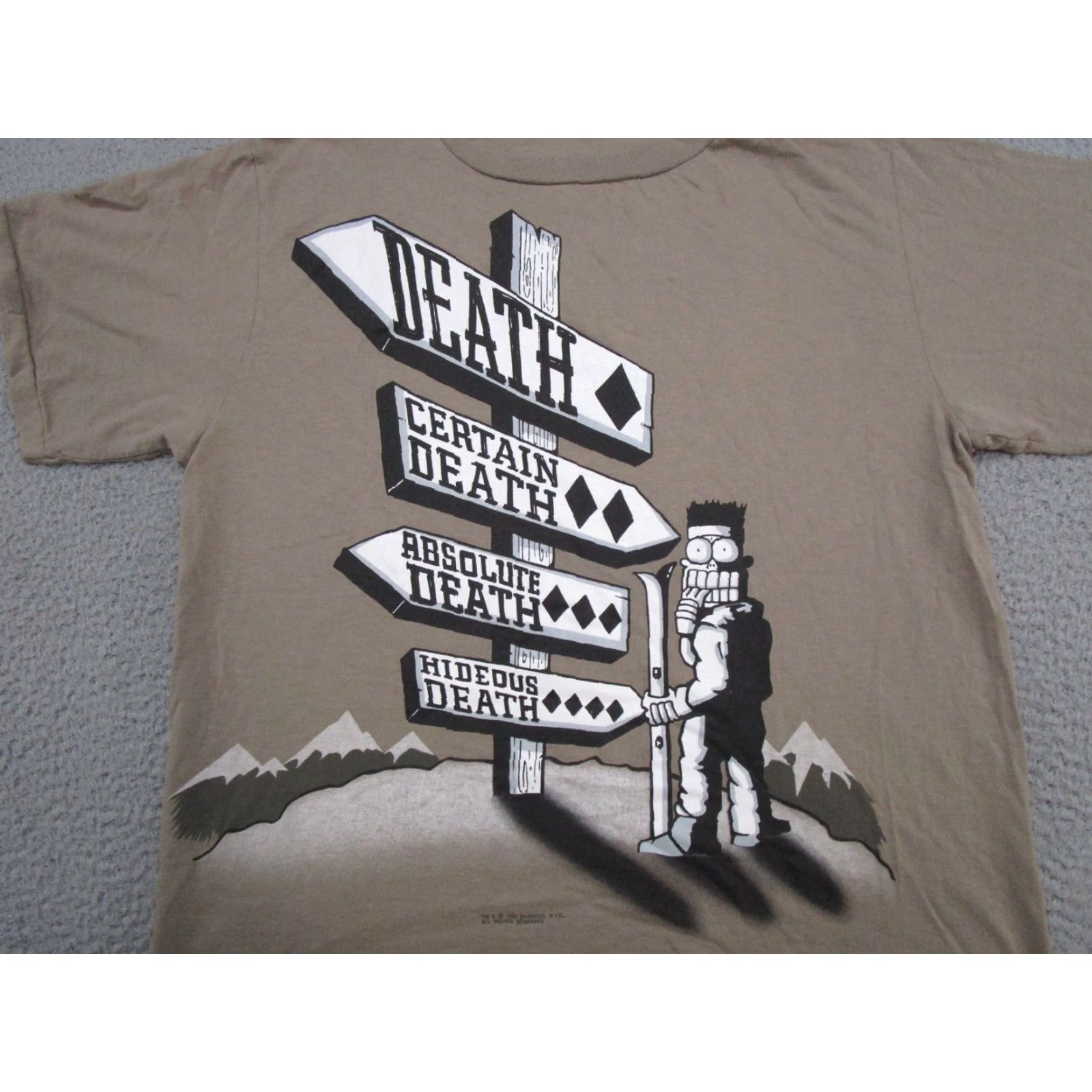 Changes VTG Scared Stiff 1996 Death Skiing Double Sided T-Shirt Size L Mens Multicolor Graphic Print 90s Funny Grunge Ski Skater Theme Size US L / EU 52-54 / 3 - 3 Thumbnail