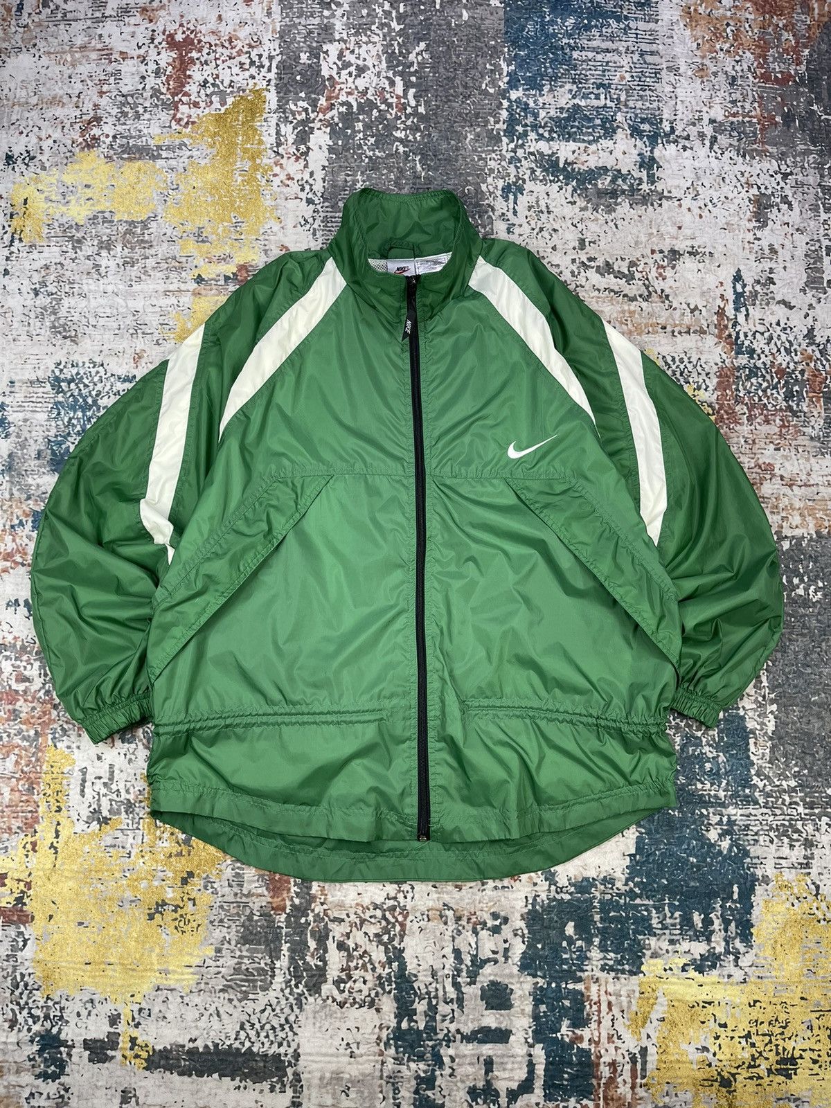 Nike Vintage 90s Nike Retro Green White Windbreaker Jackets Size US M / EU 48-50 / 2 - 2 Thumbnail