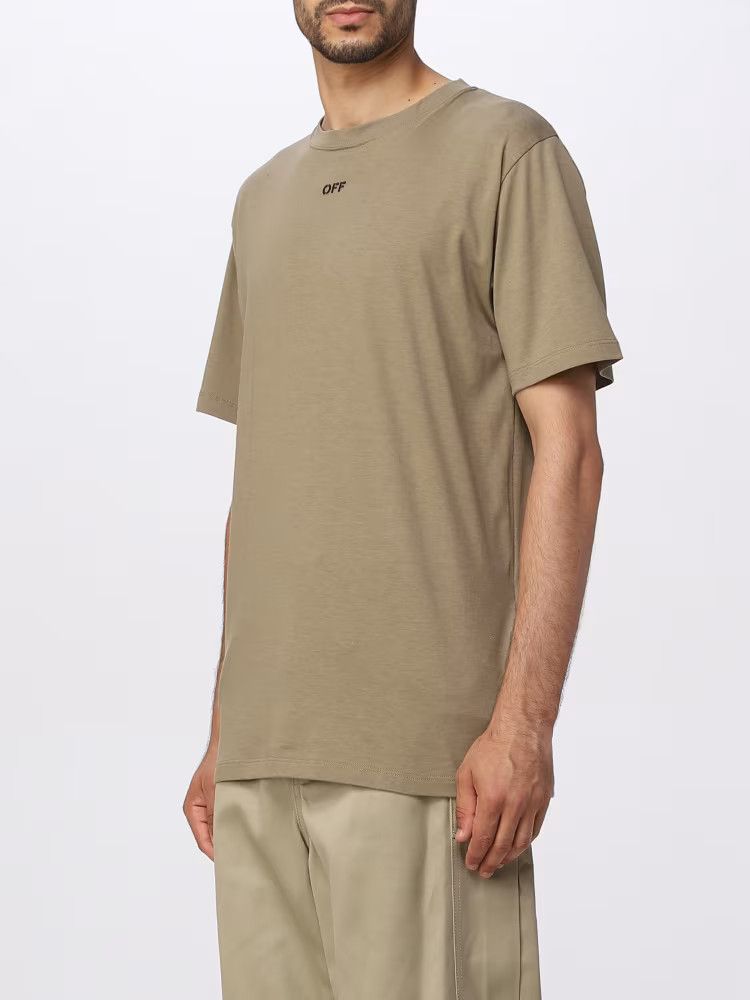 Off-White o1y0325 Logo Crewneck T-Shirt in Khaki Size US XL / EU 56 / 4 - 3 Thumbnail