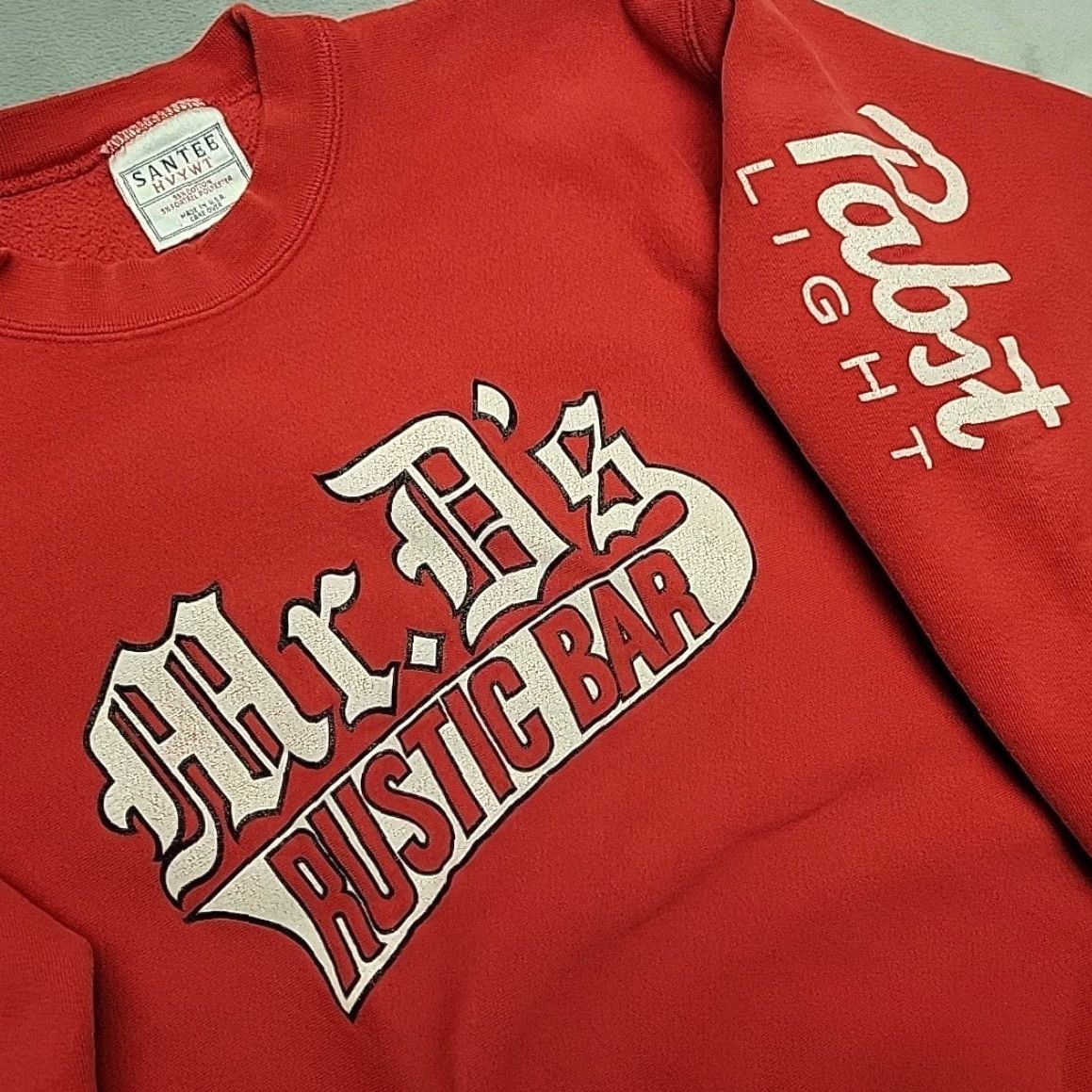 Vintage VTG Pabst Beer Sweatshirt SANTEE HVWT Pullover Crewneck Made in USA Mens XL Red Graphic Print 90s Decade Size US XL / EU 56 / 4 - 2 Thumbnail