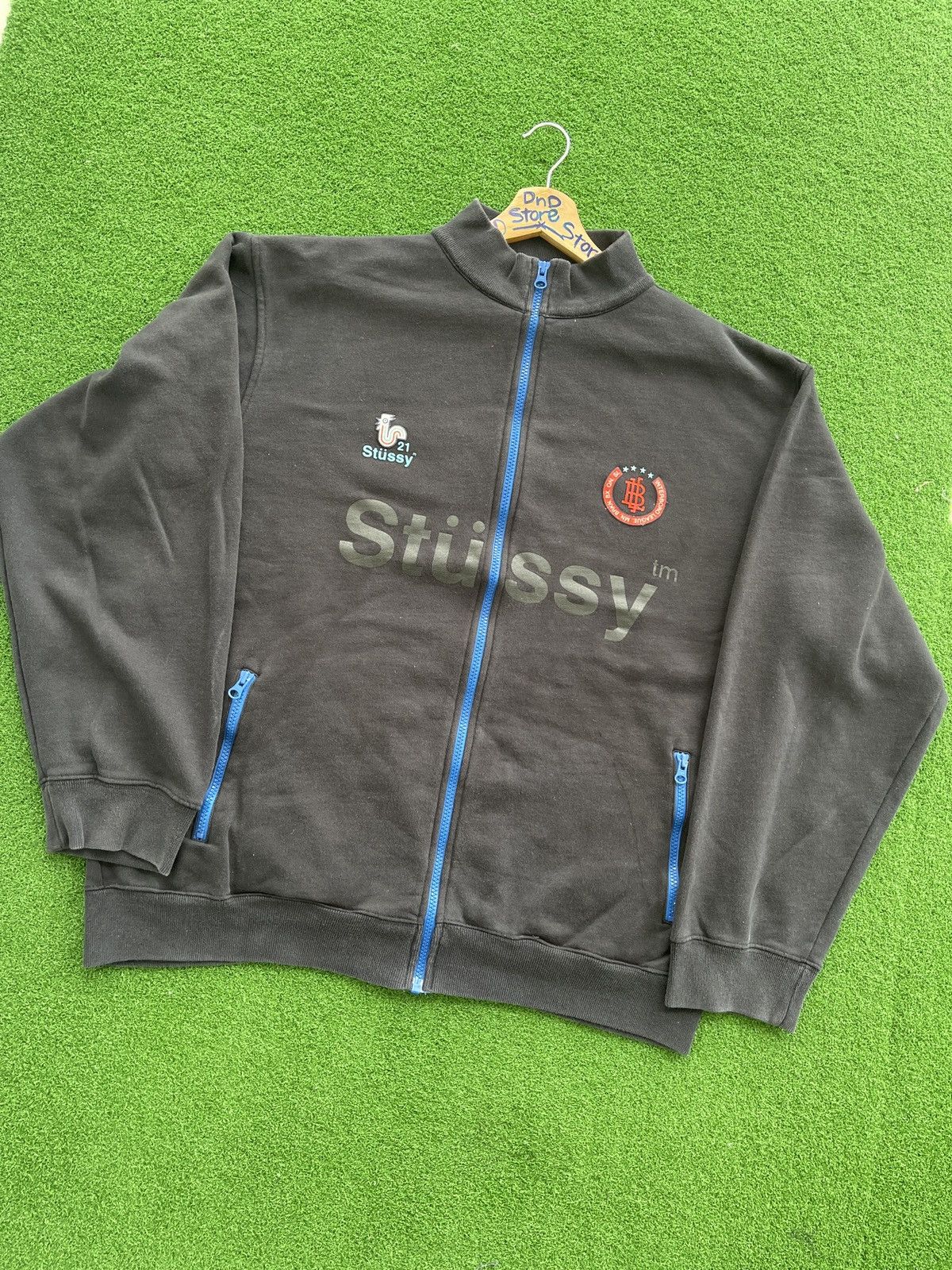 image of Vintage Stussy Zipper Up Very in Faded Black, Men's (Size XL)