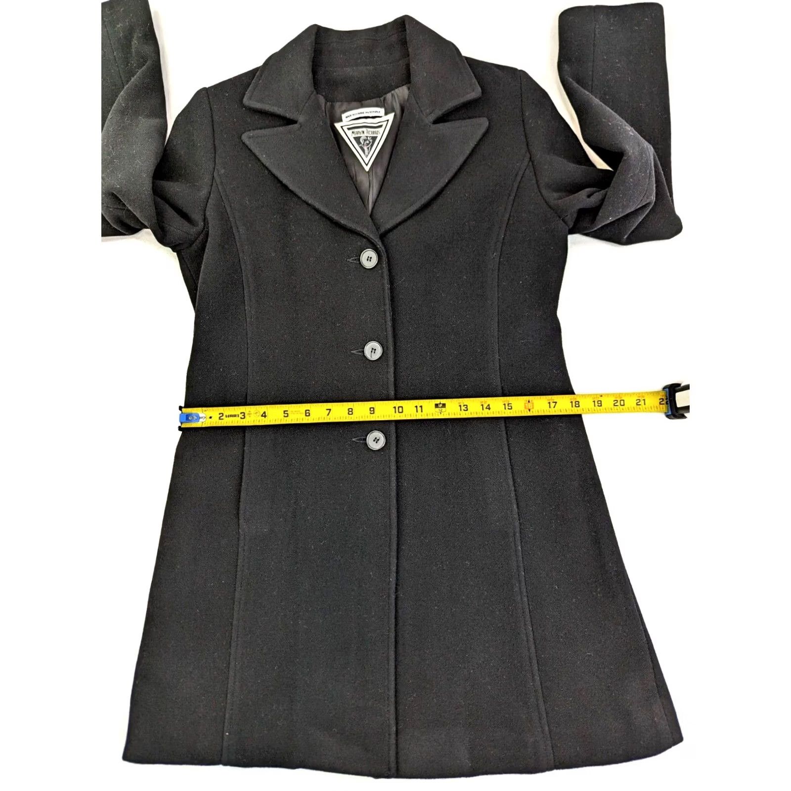 Vintage VINTAGE Marvin Richards Coat Pea Black Lined Wool Long Sleeve Button Down 38R Womens Size M / US 6-8 / IT 42-44 - 7 Thumbnail
