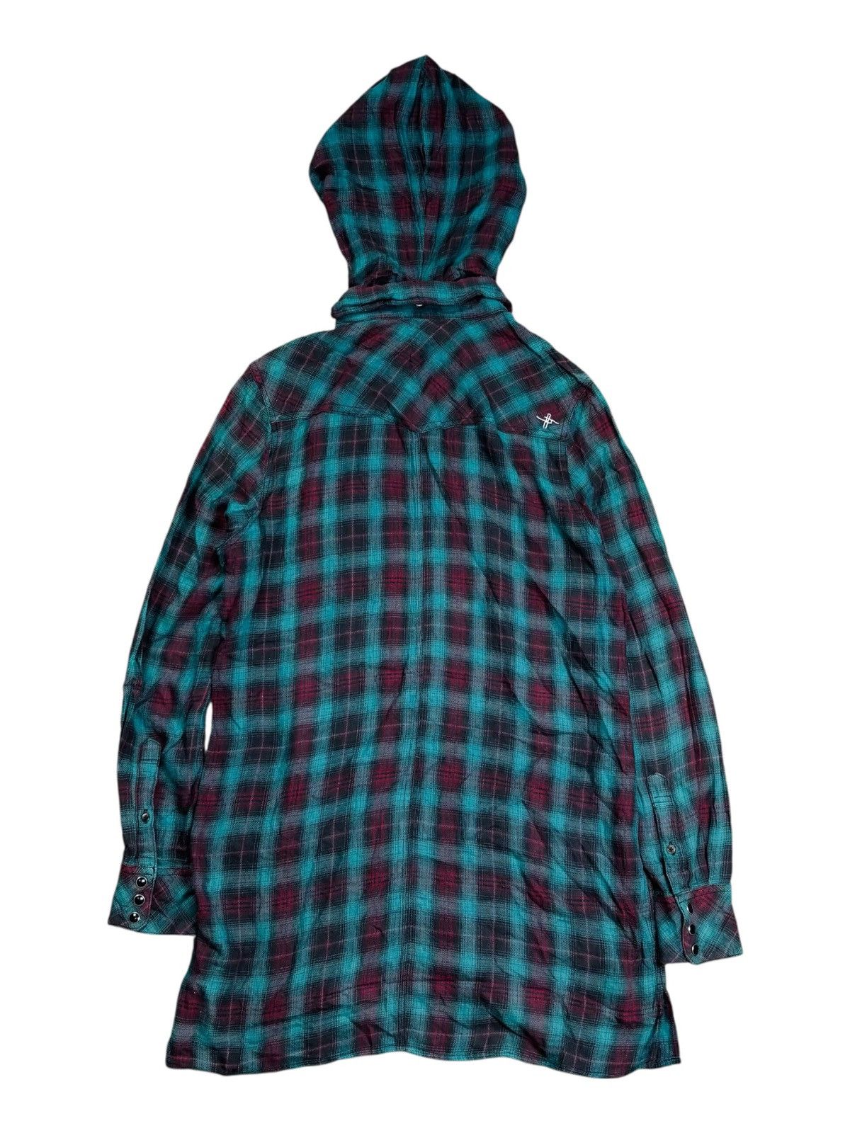 Le Grande Bleu (L.G.B.) 2000s No ID - Vkei Style Hooded Flannel Button Shirt Size US M / EU 48-50 / 2 - 2 Thumbnail