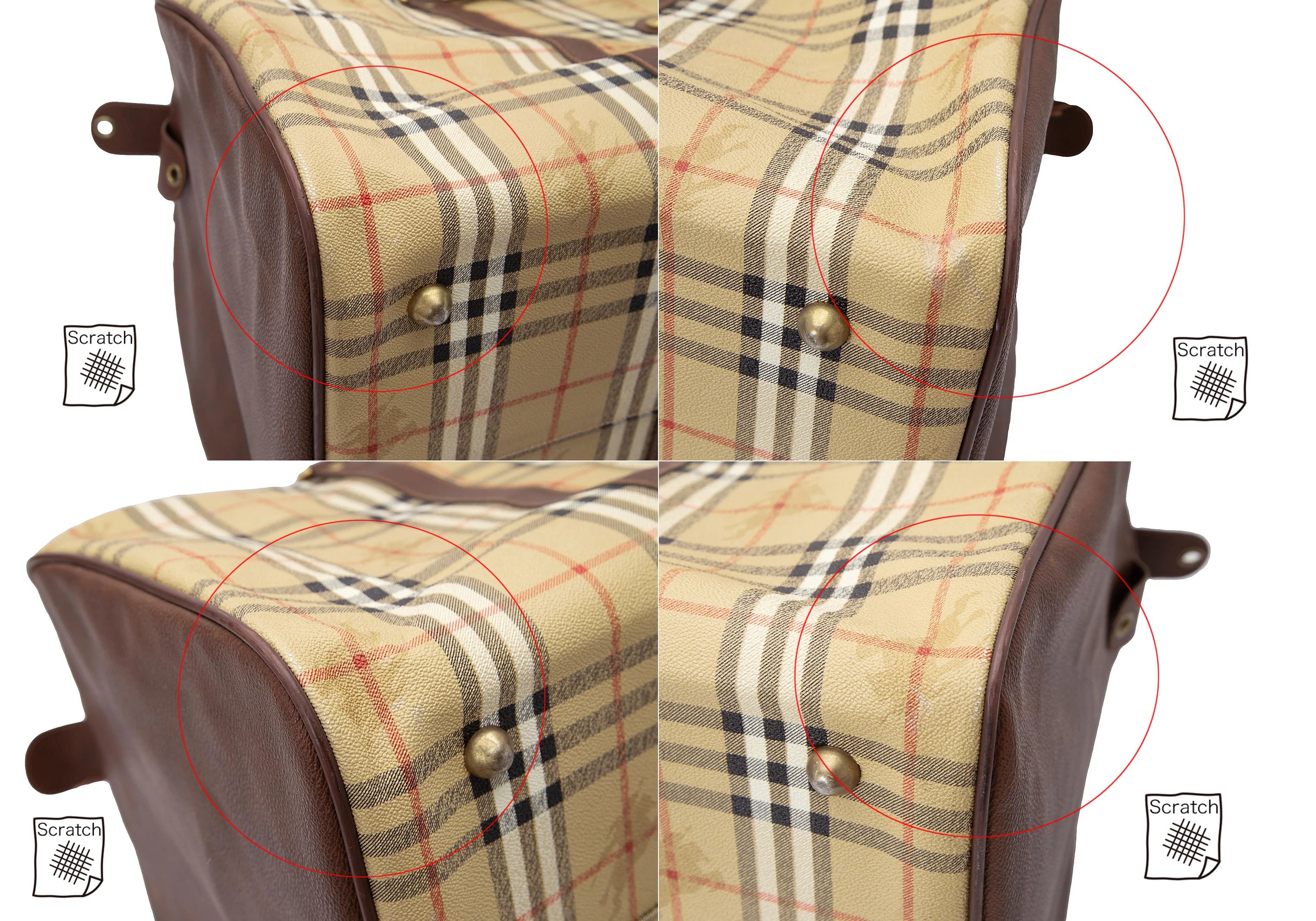Burberry Haymarket Check Double Zip Boston Bag in Beige Size ONE SIZE - 7 Thumbnail