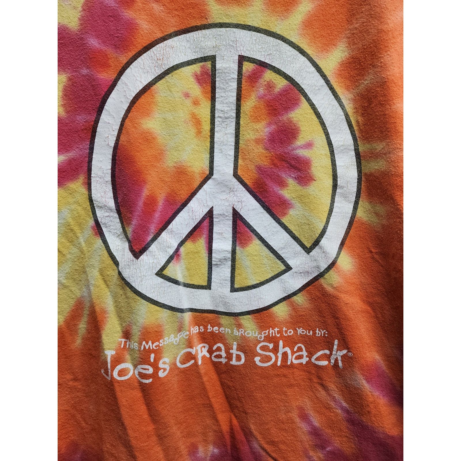 Gildan Joes Crab Shack Shirt Tie-Dye Peace Love Crabs Tee VTG Large Size US L / EU 52-54 / 3 - 2 Thumbnail