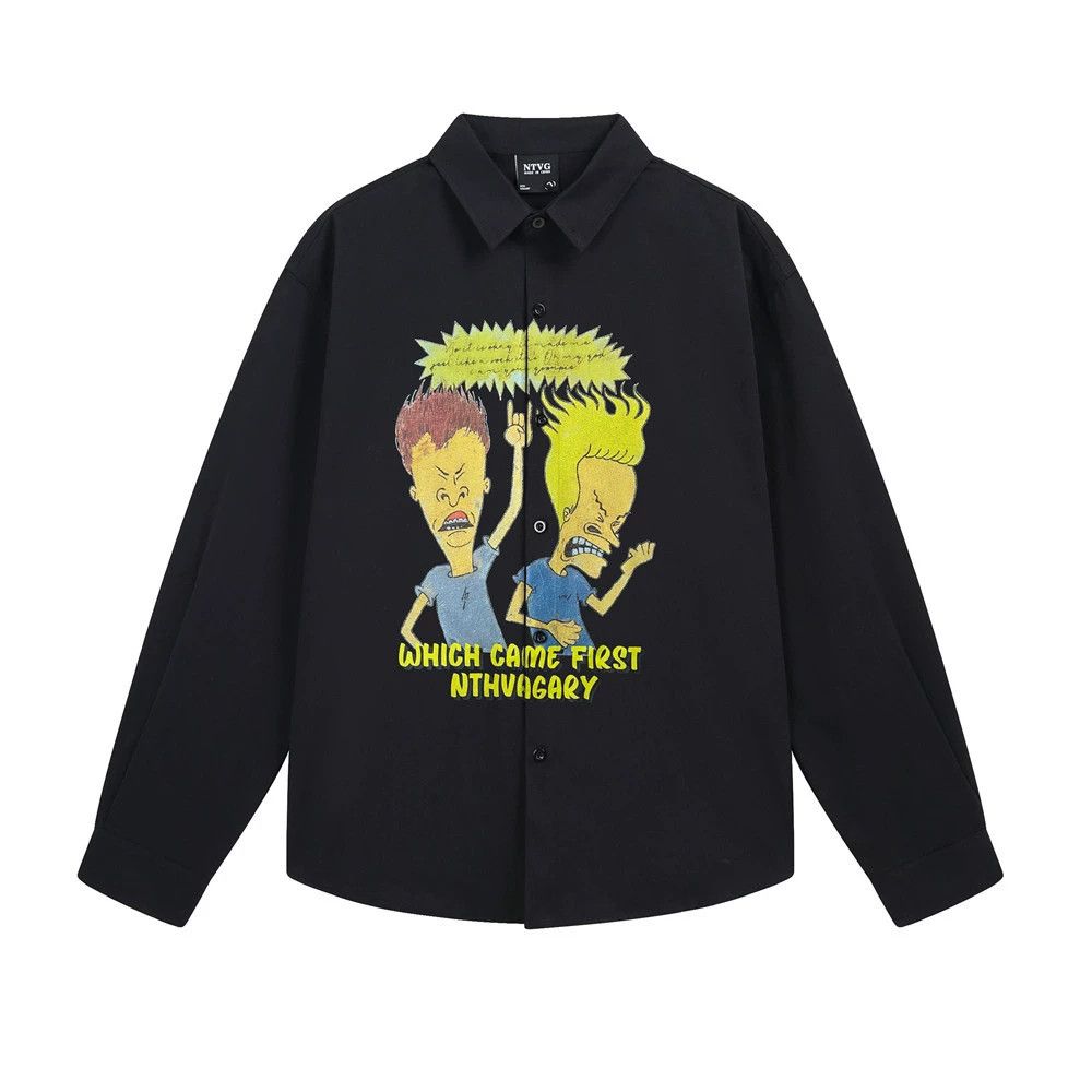 Vintage Men's fun anime cartoon print loose hip-hop shirt y2k Size US M / EU 48-50 / 2 - 1 Thumbnail