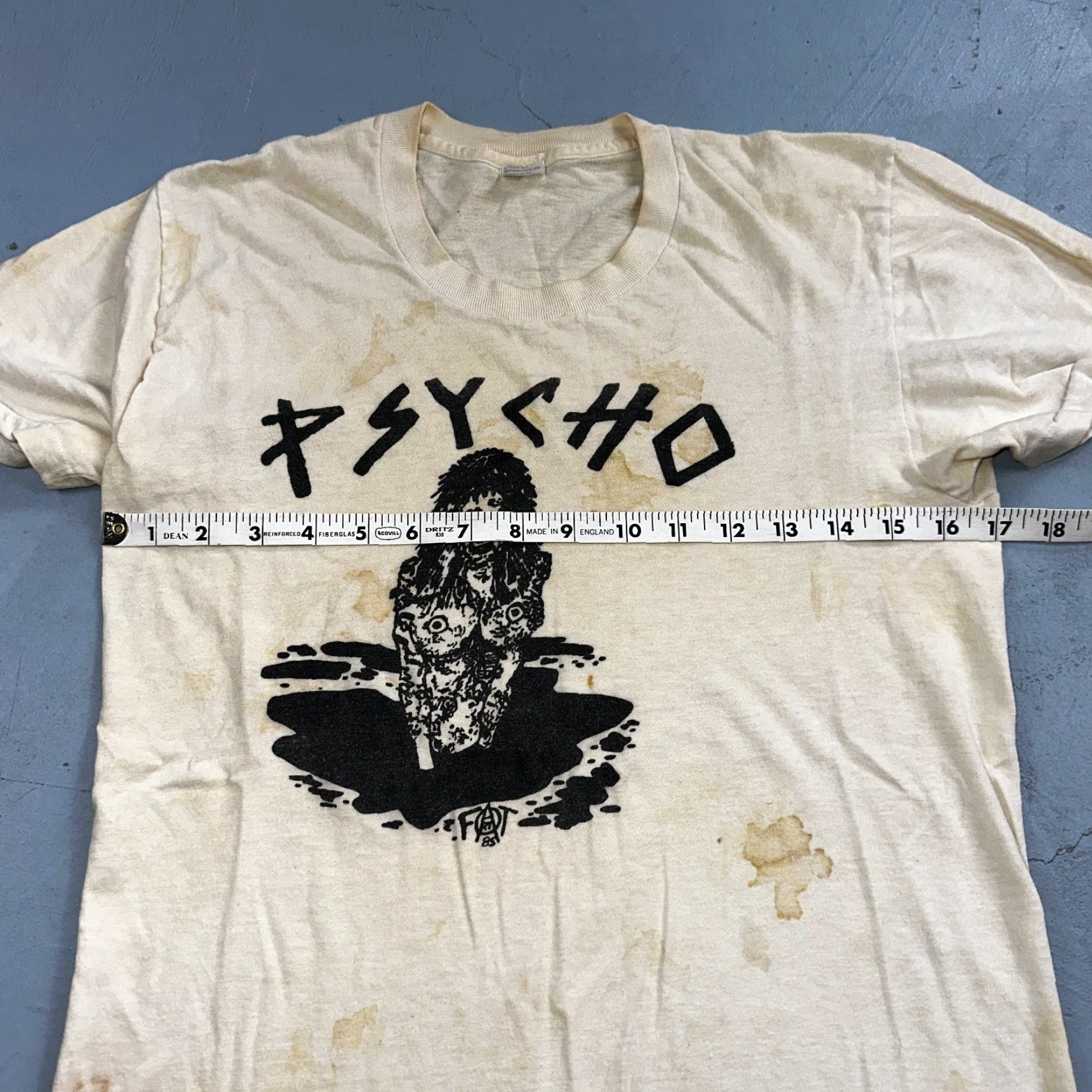 Vintage VINTAGE Psycho T Shirt Concert Boston Punk Grunge Nirvana 80s Band Rock Boro Men S White Short Sleeve Crew Neck Graphic Print Vintage 70s 80s 90s Size US S / EU 44-46 / 1 - 6 Thumbnail