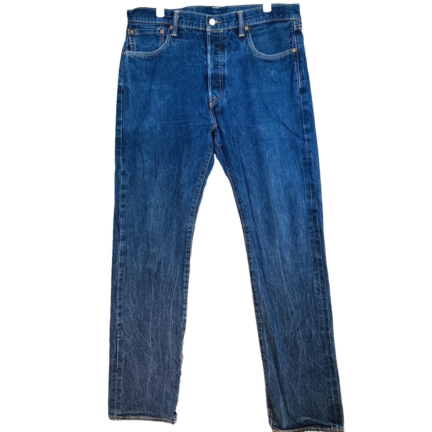 Levi's Levi's 501 Jeans Mens 34x32 Blue Medium Regular Fit Denim Button Fly Straight Pocket Distressed Logo USA 5-Pocket Size US 34 / EU 50 - 5 Thumbnail