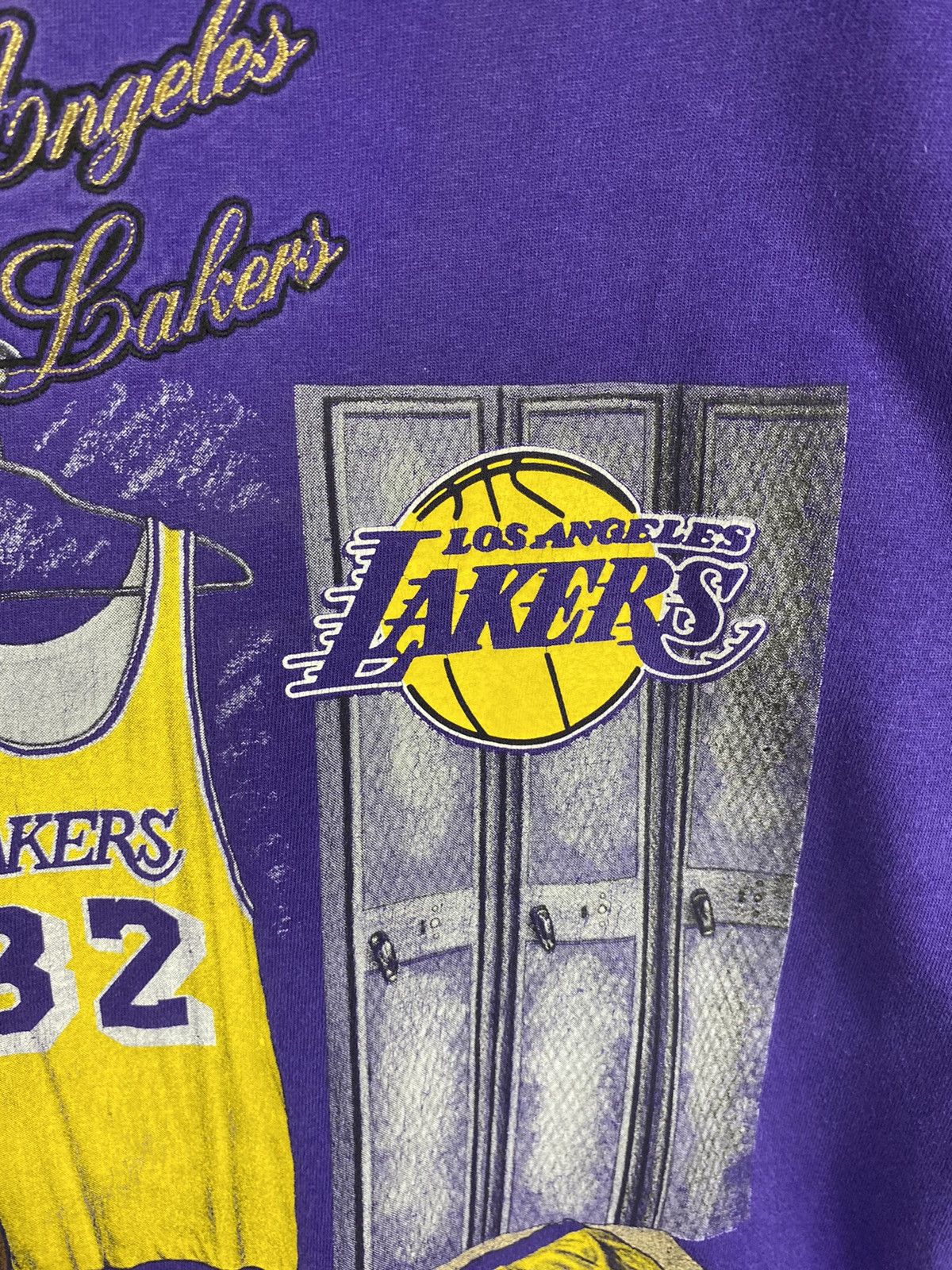 NBA × Vintage Vtg 90s LA Lakers T-Shirt Size US L / EU 52-54 / 3 - 6 Thumbnail