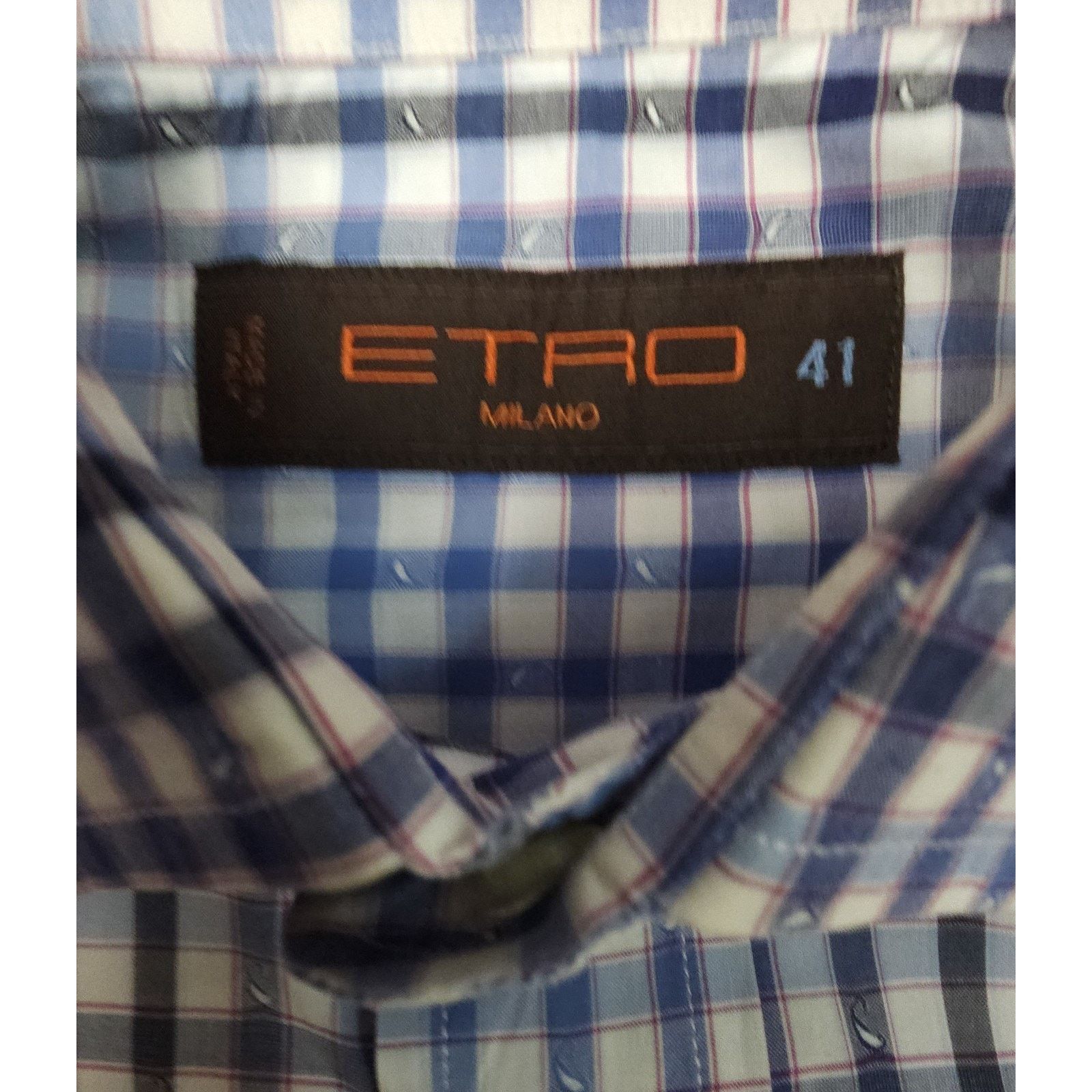 Etro ETRO MILANO Mens Shirt Button Up Blue Italy Check Size 41 Size US XS / EU 42 / 0 - 5 Thumbnail