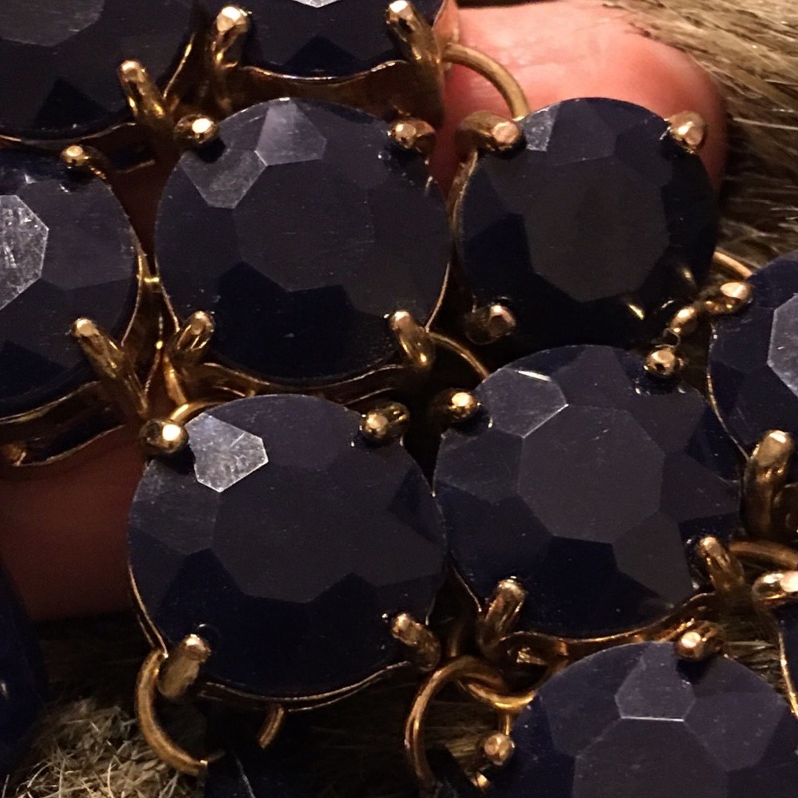 Jewelry Faceted dark navy stone gold tone chain necklace Size ONE SIZE - 8 Thumbnail