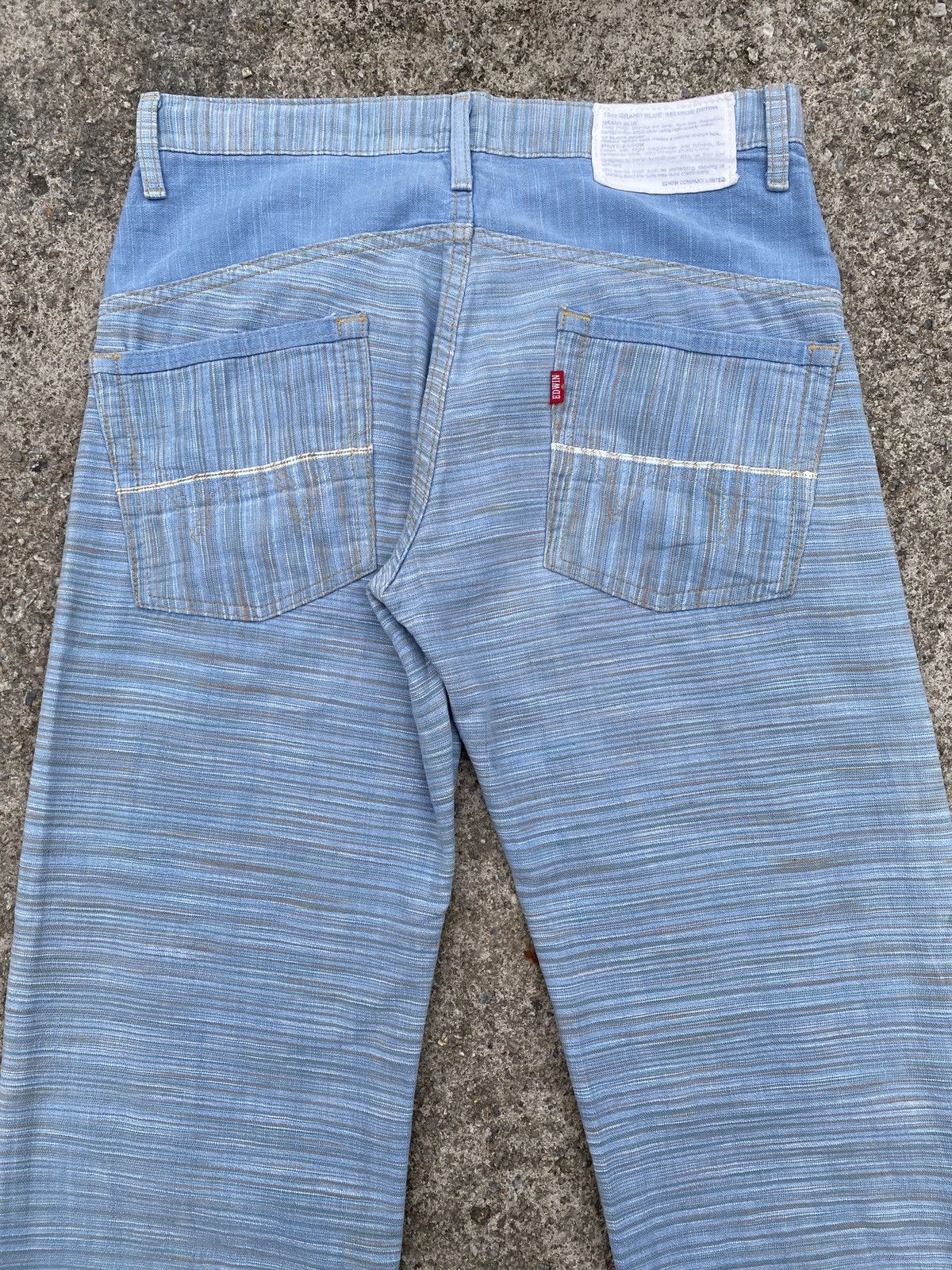 Edwin × Japanese Brand × Tornado Mart 1990s - Edwin Green Selvadge Woven Pinstripes Denim Size US 31 - 13 Thumbnail
