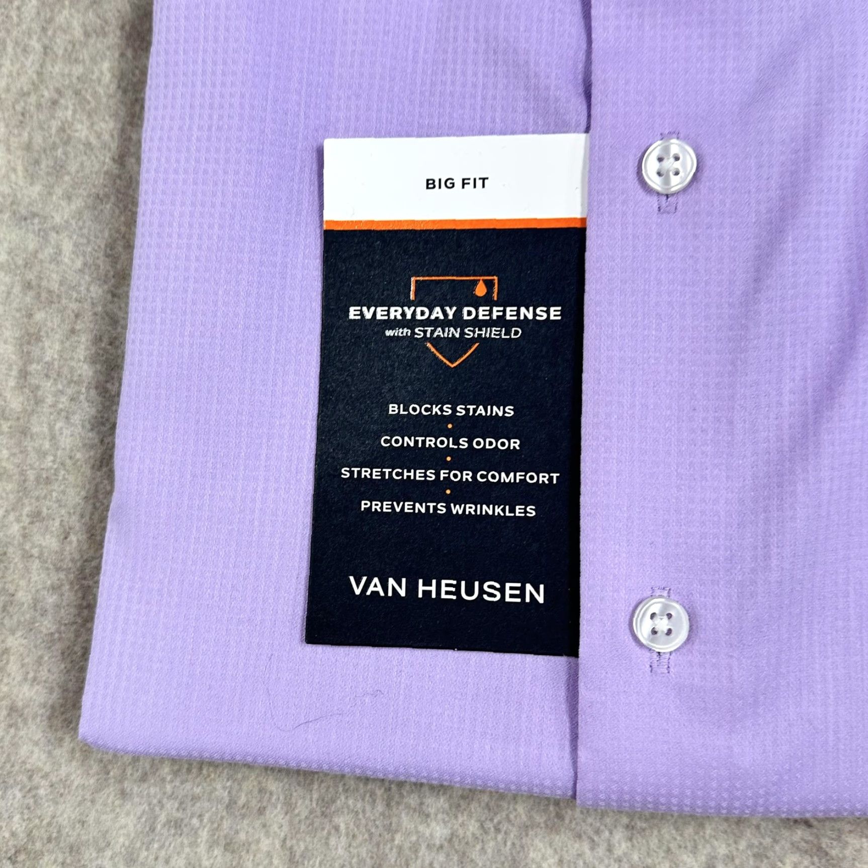 Van Heusen Van Heusen Shirt Mens 2XL Lavender Purple Button Up Dress Shirt Big & Tall Stretch Wrinkle Resistant Easy Care Long Sleeve Size US XXL / EU 58 / 5 - 4 Thumbnail