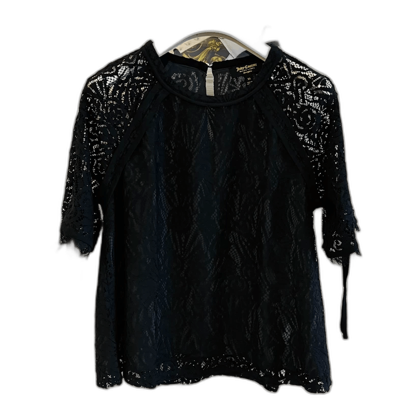 Juicy Couture Juicy Couture Black Lace Short Sleeve Top Size XS / US 0-2 / IT 36-38 - 1 Thumbnail
