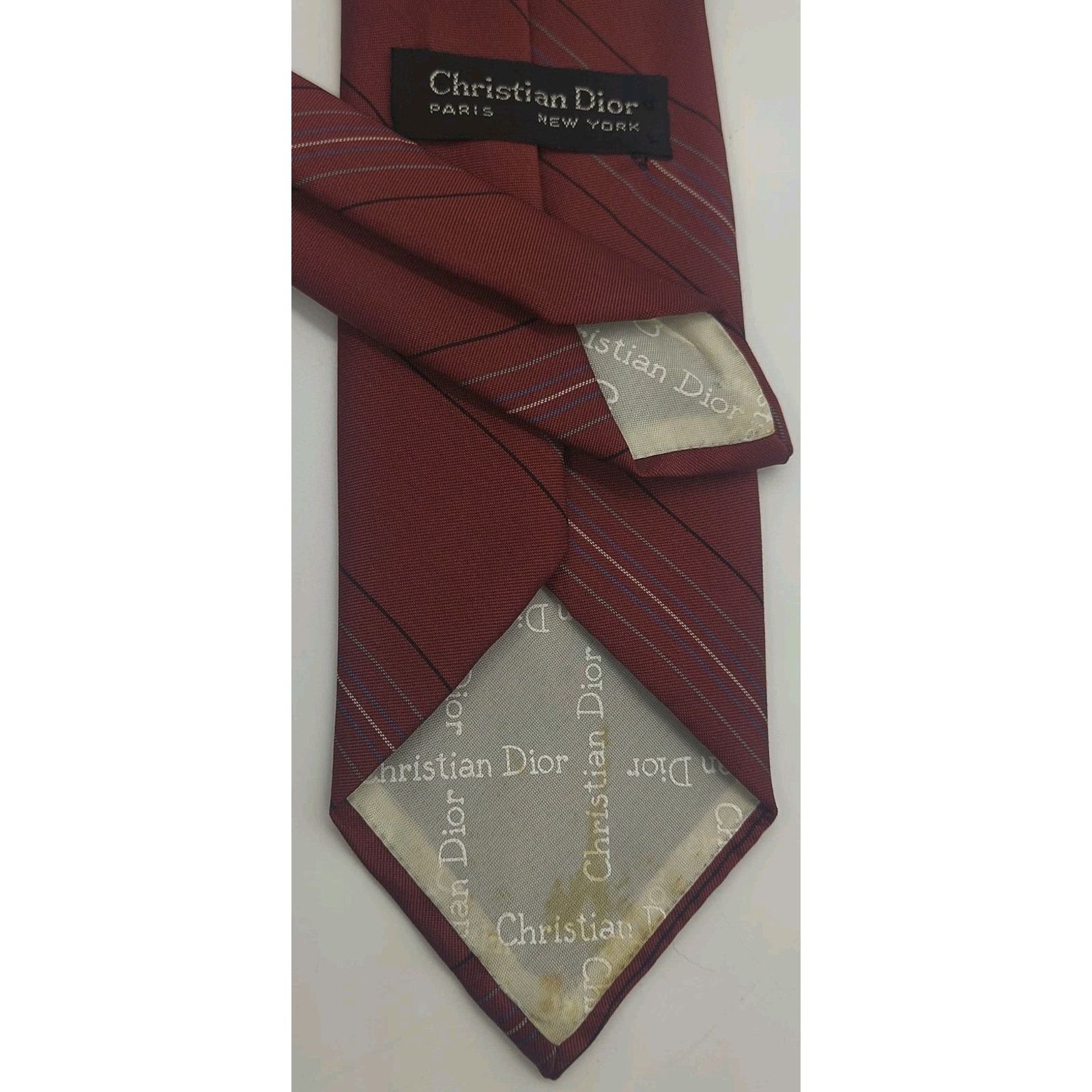 Christian Dior Monsieur Vintage Christian Dior Men's Burgundy Stripe Tie 3"W x 56"L Size ONE SIZE - 8 Thumbnail