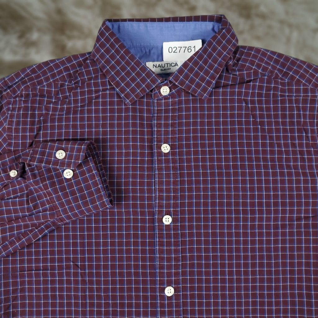 Nautica Nautica Button-Up Shirt Mens Size Medium Purple Plaid Long Sleeve Casual Size US M / EU 48-50 / 2 - 1 Thumbnail