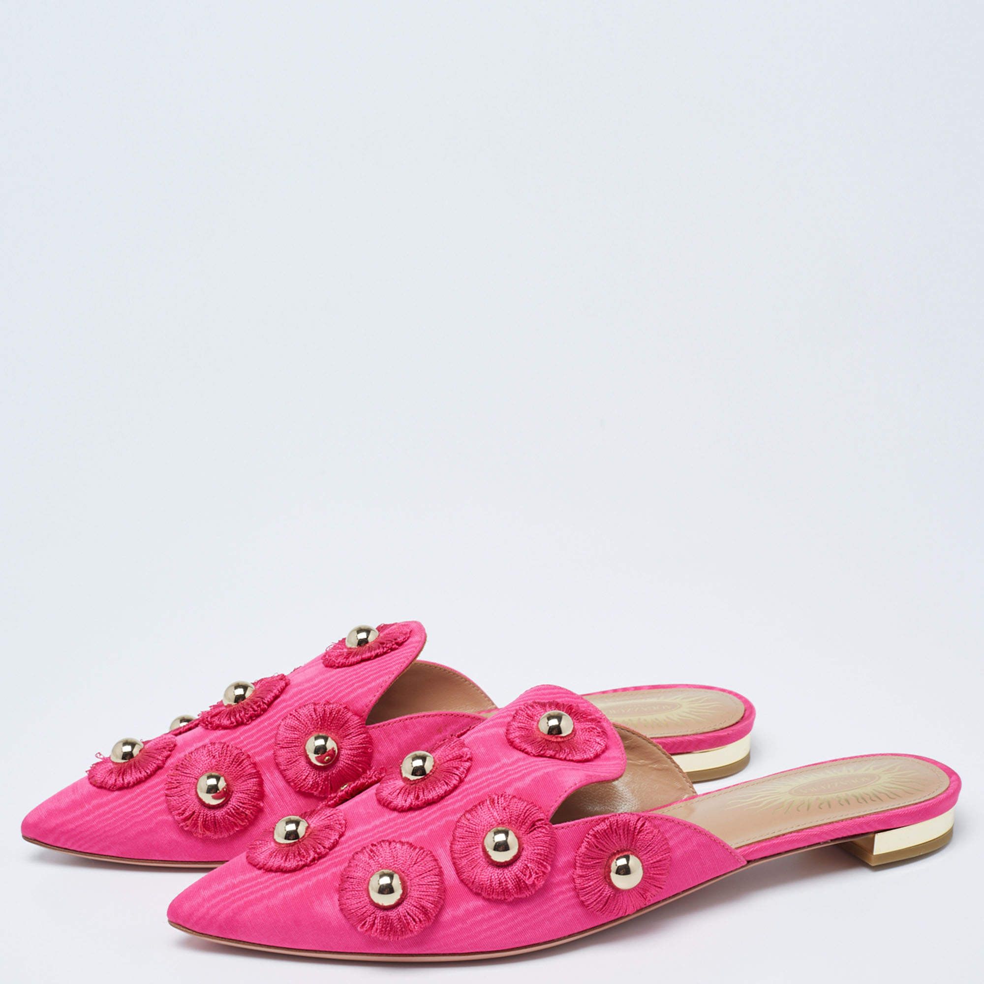 Aquazzura o1y0625 Flat Mules in Fuchsia Size US 4 / IT 34 - 2 Thumbnail