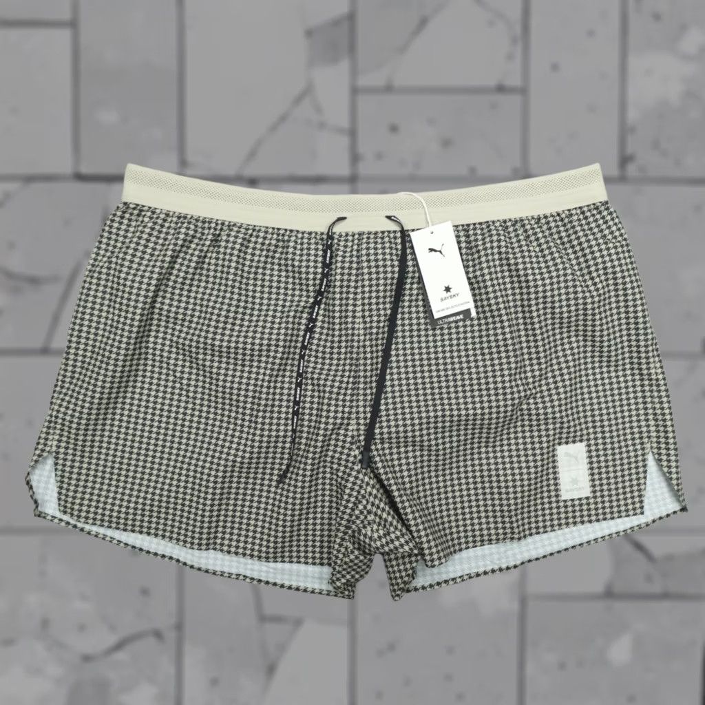 Puma PUMA X SAYSKY Running Lined Shorts Men's 2XL Houndstooth Print Multicolor athletic Moisture Wicking Drawstring Pockets Reflective 526958 71 Size US 39 - 1 Thumbnail