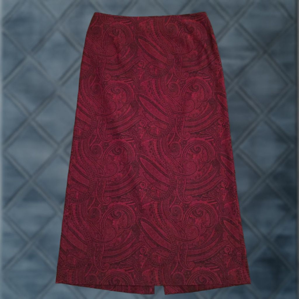Talbots Talbots Skirt Petite 8 Long Maxi Red Paisley Slit Stretch Womens Size 30" / US 8 / IT 44 - 1 Thumbnail