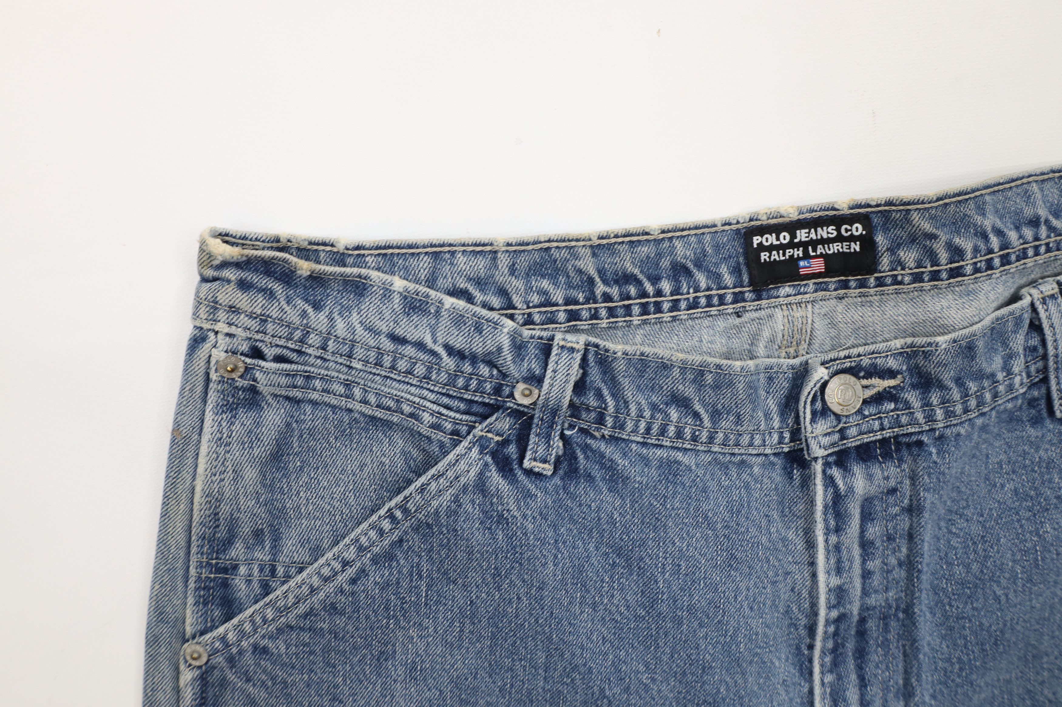 Ralph Lauren × Vintage Vintage 90s Ralph Lauren Baggy Wide Leg Dungaree Jeans Size US 38 / EU 54 - 10 Thumbnail