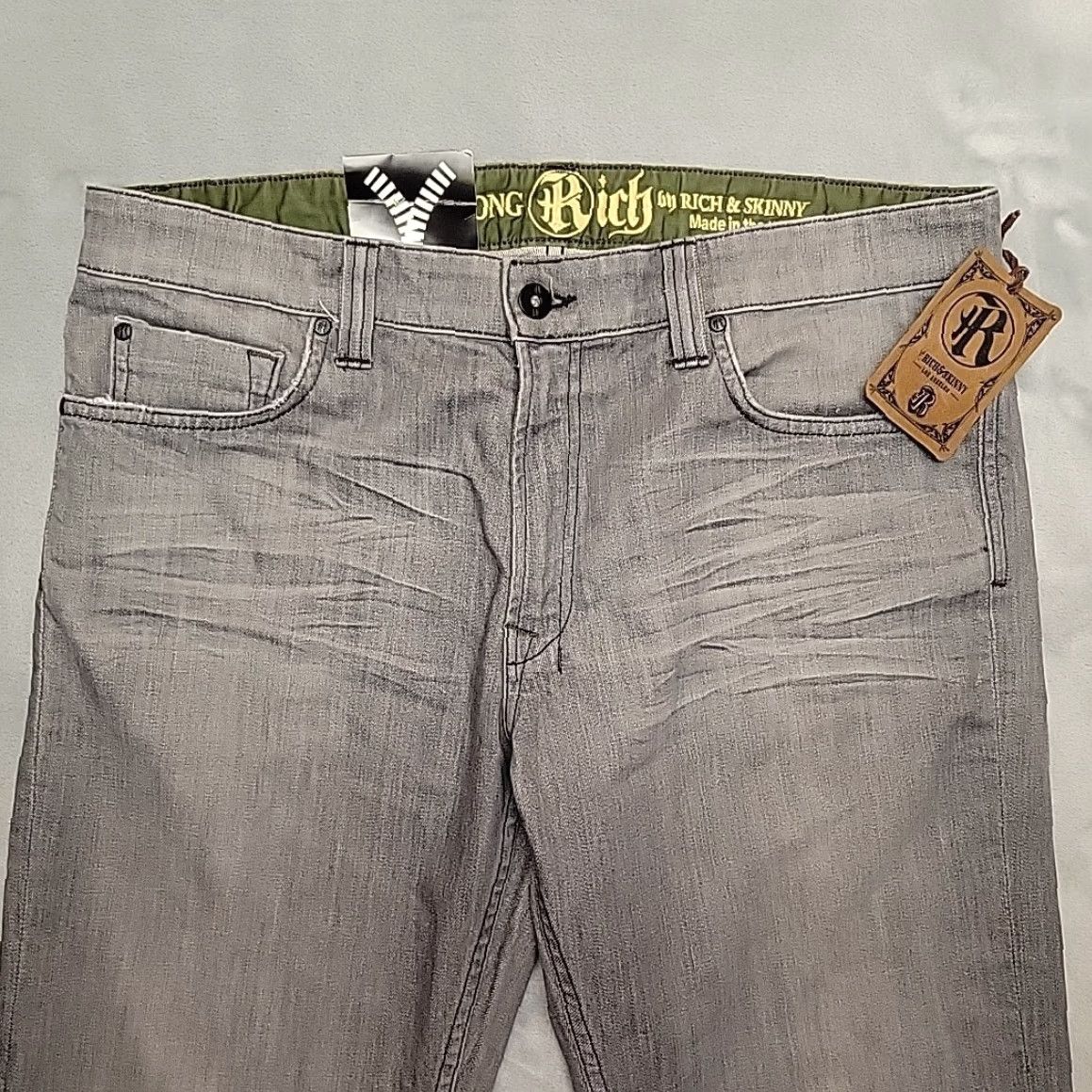 Denime VINTAGE Strong Rich & Skinny Jeans Mens 36 Gray Straight Leg Denim Stretch Made in USA Size US 36 / EU 52 - 2 Thumbnail