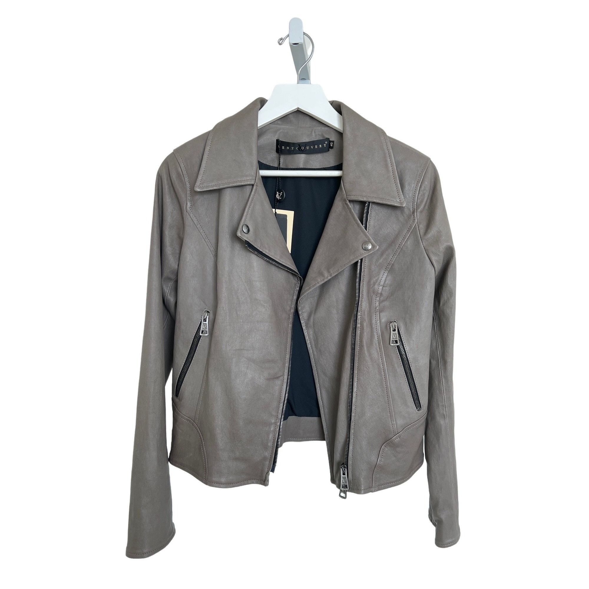 Ventcouvert Leather Grey Biker Jacket