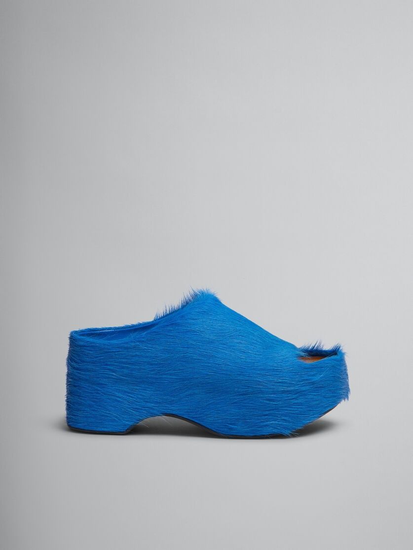 Marni o1w1db11125 Long Hair Chunky Clog Slide Sandals in Blue Size US 7 / IT 37 - 2 Thumbnail
