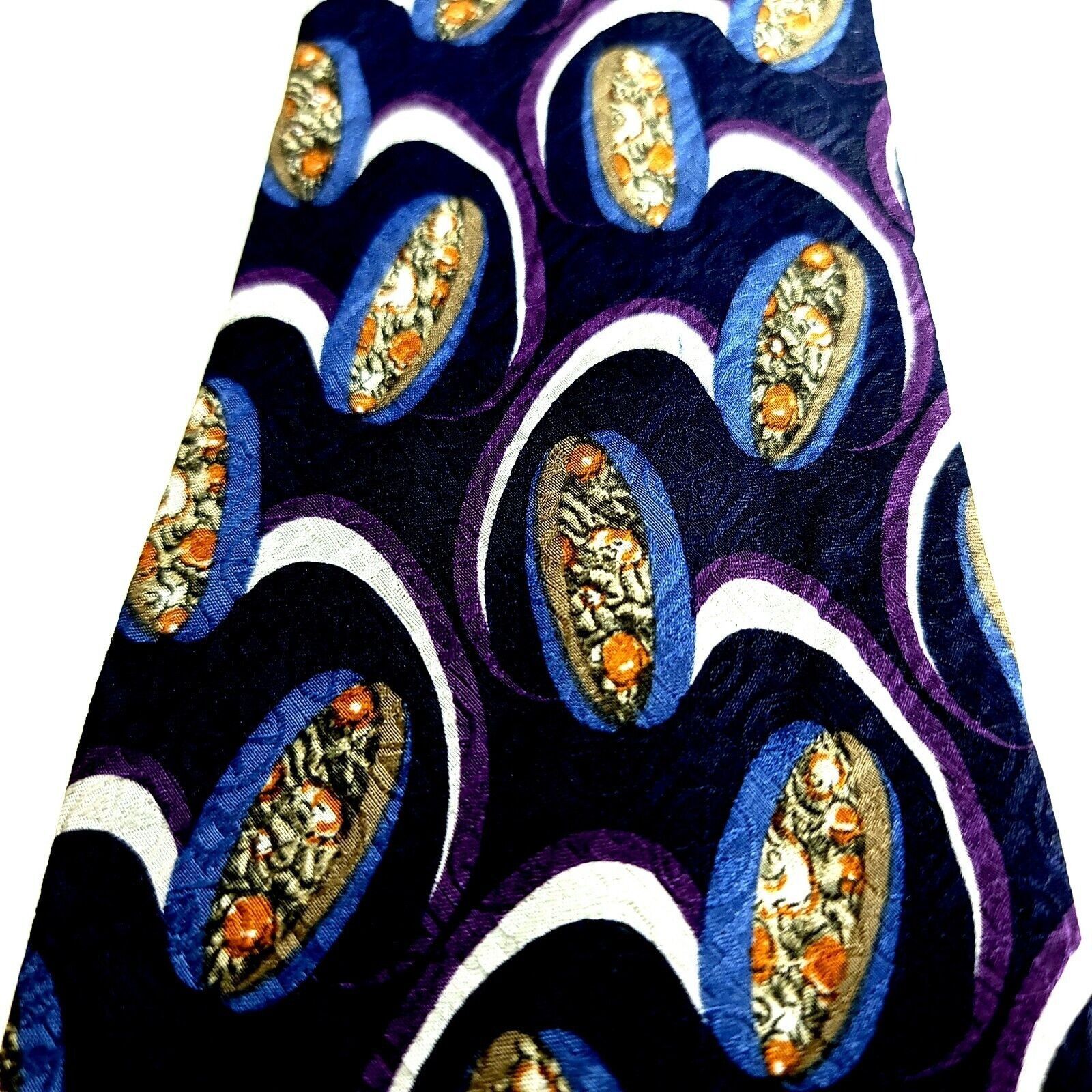 Grateful Dead J. Garcia Blue Purple Abstract Jacquard Print Silk Tie Size ONE SIZE - 2 Thumbnail