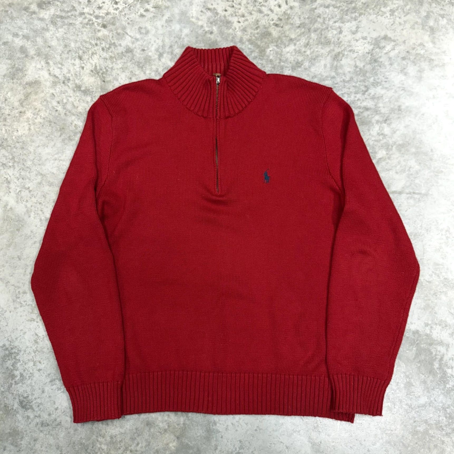 Polo Ralph Lauren Polo Ralph Lauren Sweater Mens Large Red 1/4 Zip Mock Neck Knit Pullover Pony Size US L / EU 52-54 / 3 - 2 Thumbnail