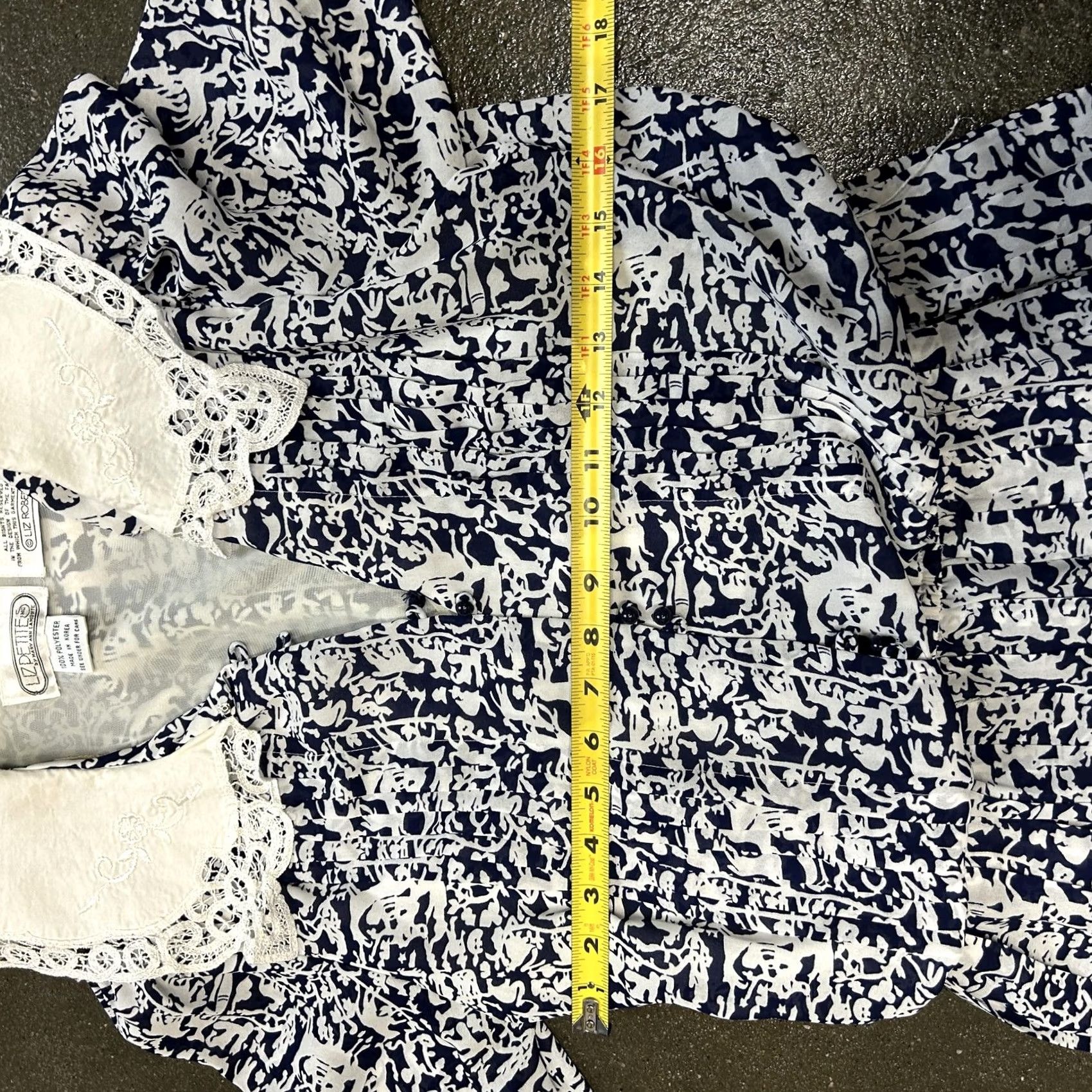 Vintage VINTAGE Liz Petites Dress Womens Petite Medium Blue White Lace Collar Midi 80s Size M / US 6-8 / IT 42-44 - 5 Thumbnail