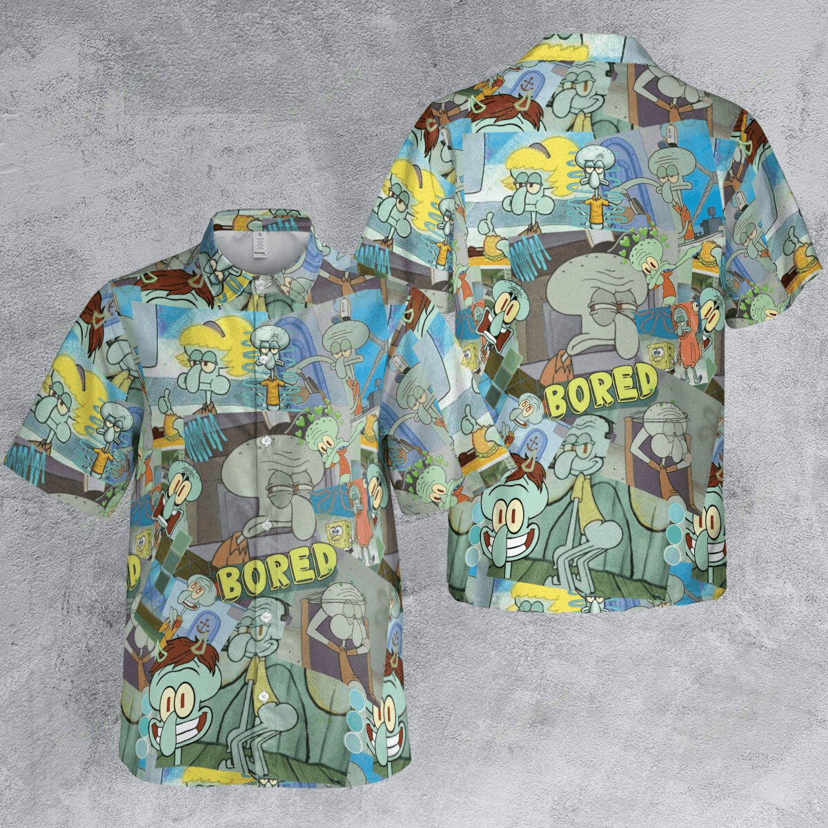 The Unbranded Brand Bored Squidward Button Down Shirt – Spongebob Meme Shirt Size US S / EU 44-46 / 1 - 4 Thumbnail