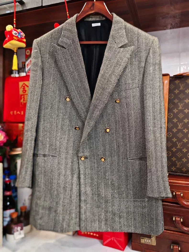 Brioni Brioni Alpaca herringbone winter coat Size US XXL / EU 58 / 5 - 1 Thumbnail