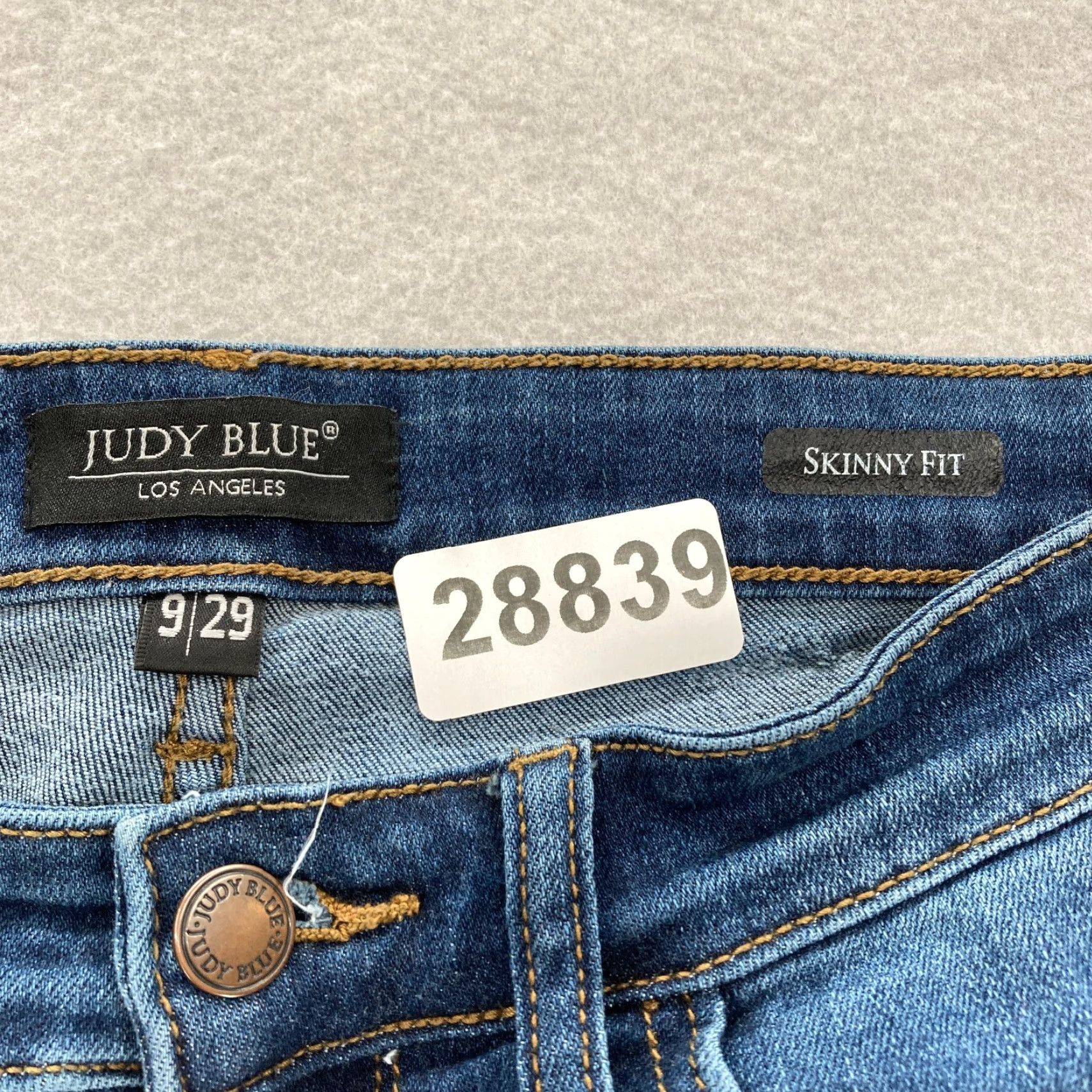 Denime Judy Blue Jeans Women's 9/29 Skinny Fit Cuffed Dark Wash Blue Stretch Denim Jeans Size 29" - 5 Thumbnail