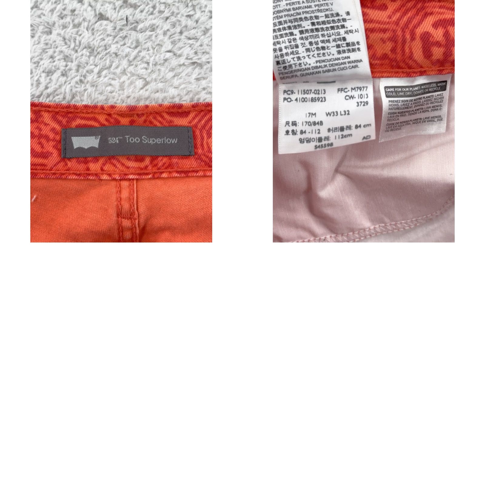 Levi's Levi's Jeans 524 Too Superlow Womens 12 Regular Red Patterned Corduroy 32in Inseam Slim Stretch Pockets Logo Vintage: No Size 34" / US 12 / IT 48 - 8 Thumbnail