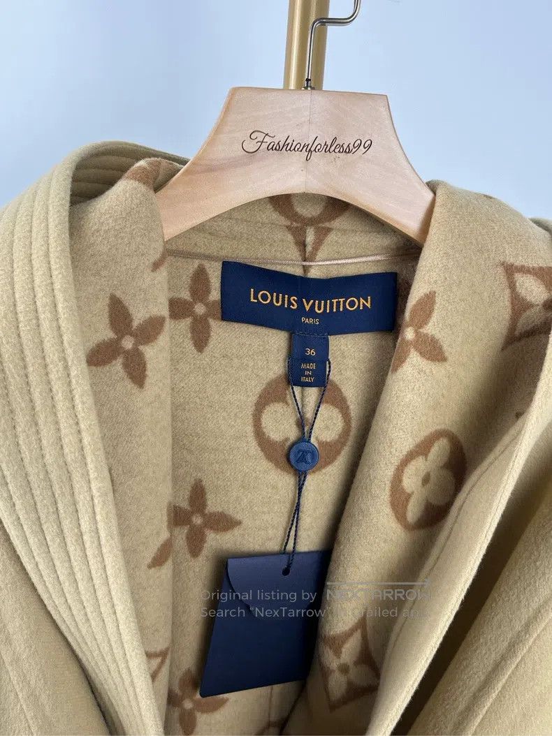 Louis Vuitton Louis Vuitton Khaki logo hooded wool coat Size XS / US 0-2 / IT 36-38 - 3 Thumbnail
