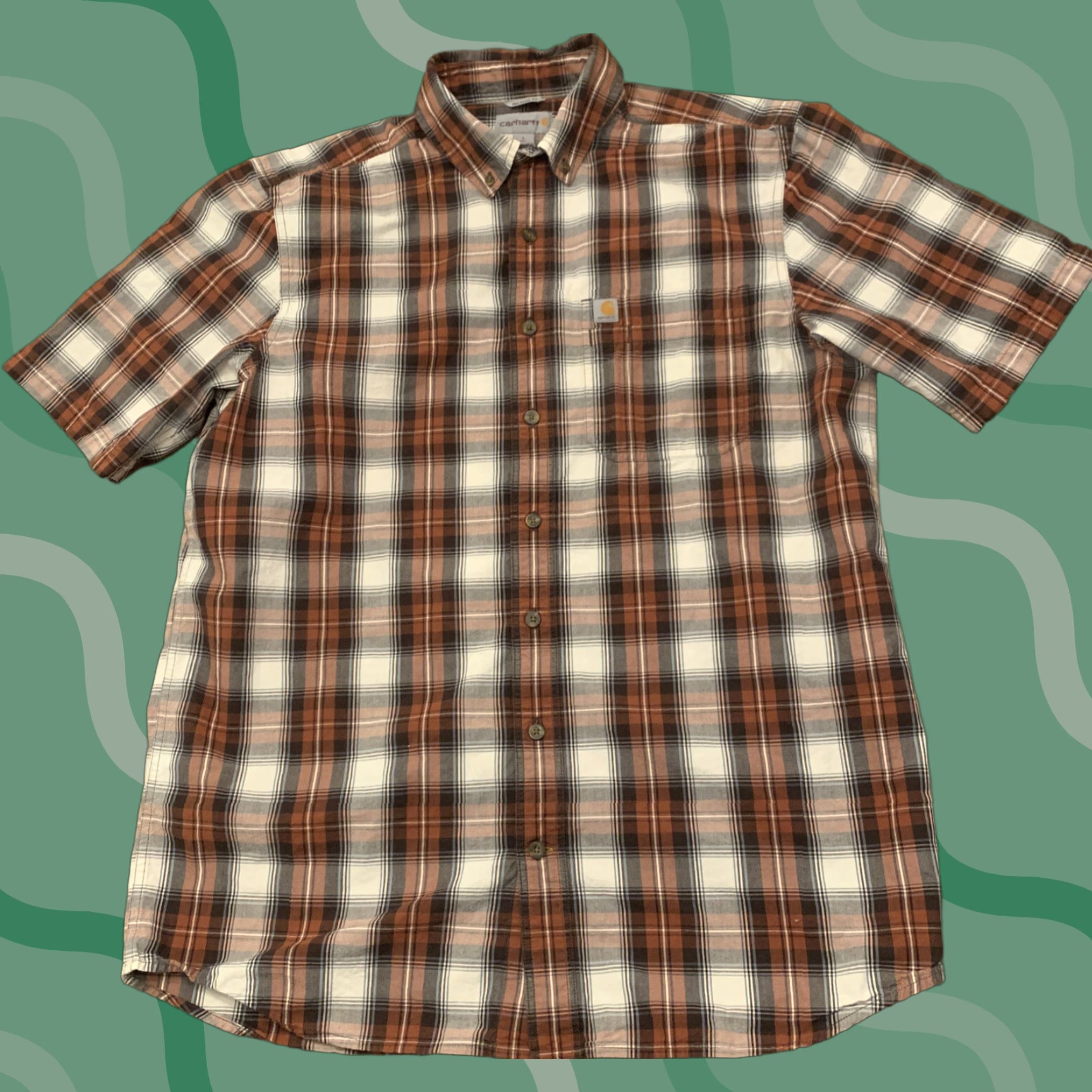 Carhartt Carhartt Shirt Mens Short Sleeve Plaid Button Front Size L Casual Relaxed Fit Multicolor Size US L / EU 52-54 / 3 - 1 Thumbnail