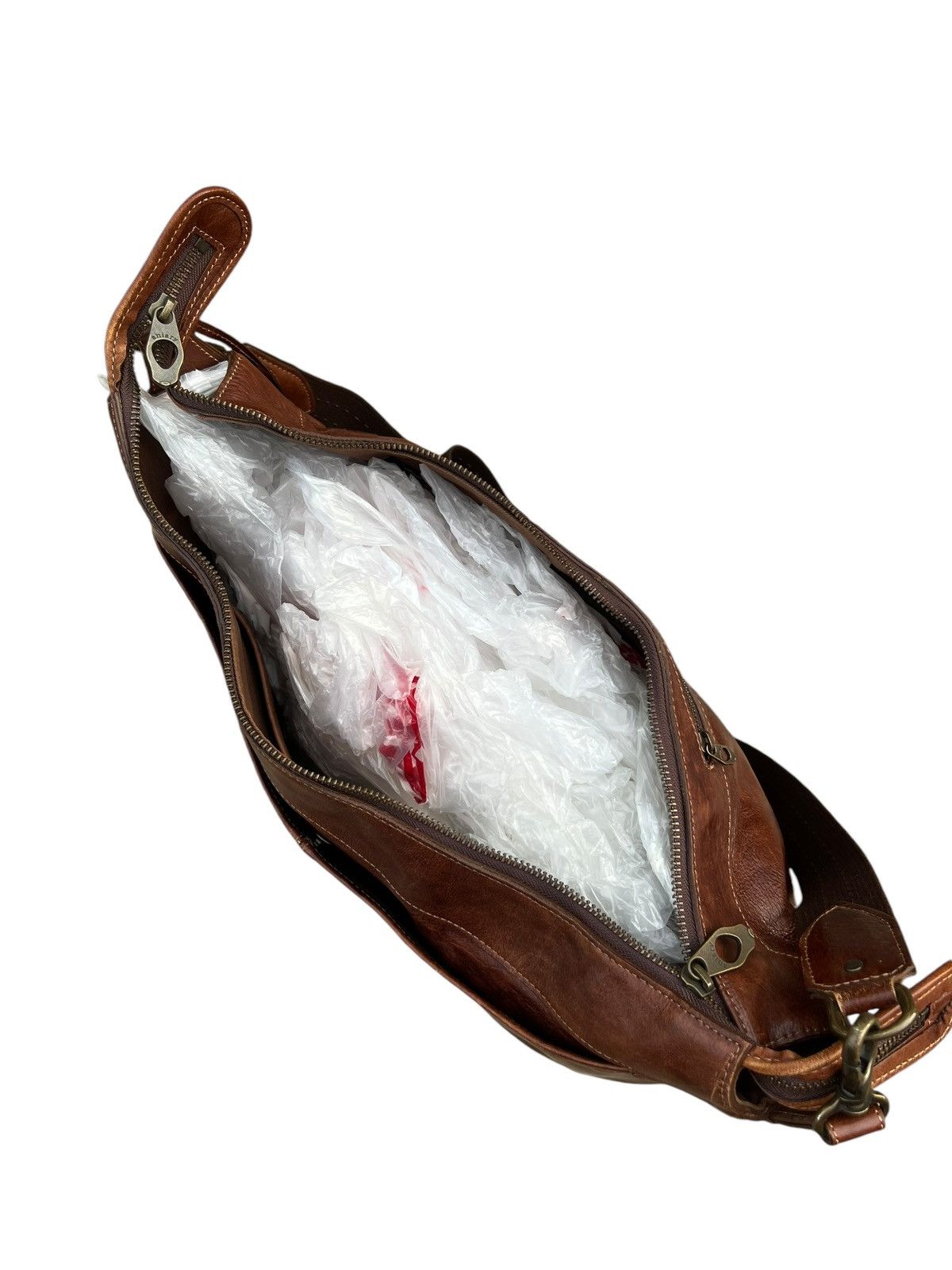 Leather Vintage Aniary Japan Distress Patina Leather 2 Way Bag Size ONE SIZE - 20 Thumbnail