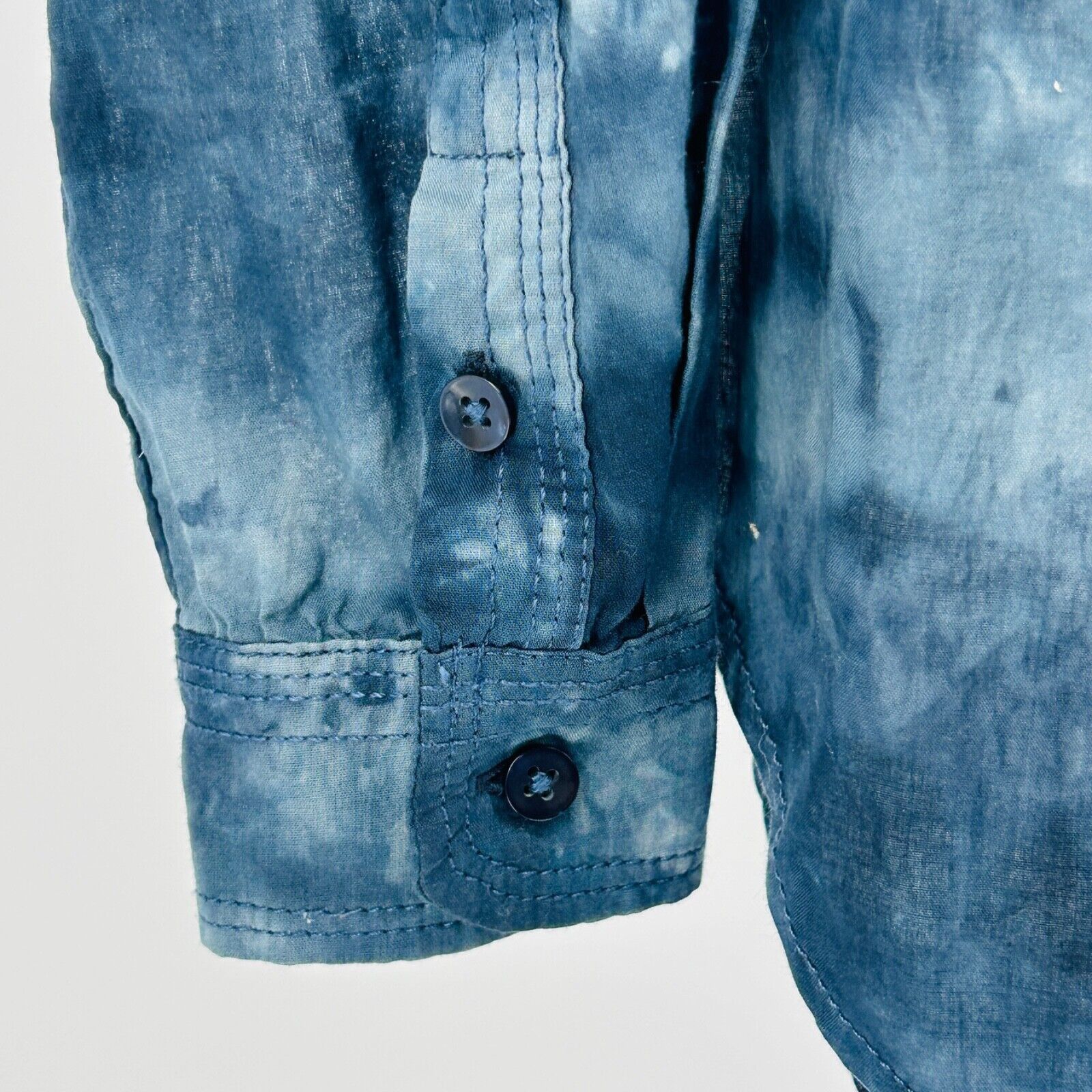 Anthropologie Pilcro Anthropologie Tie Dye Blue Cotton Button Down Size S / US 4 / IT 40 - 4 Thumbnail